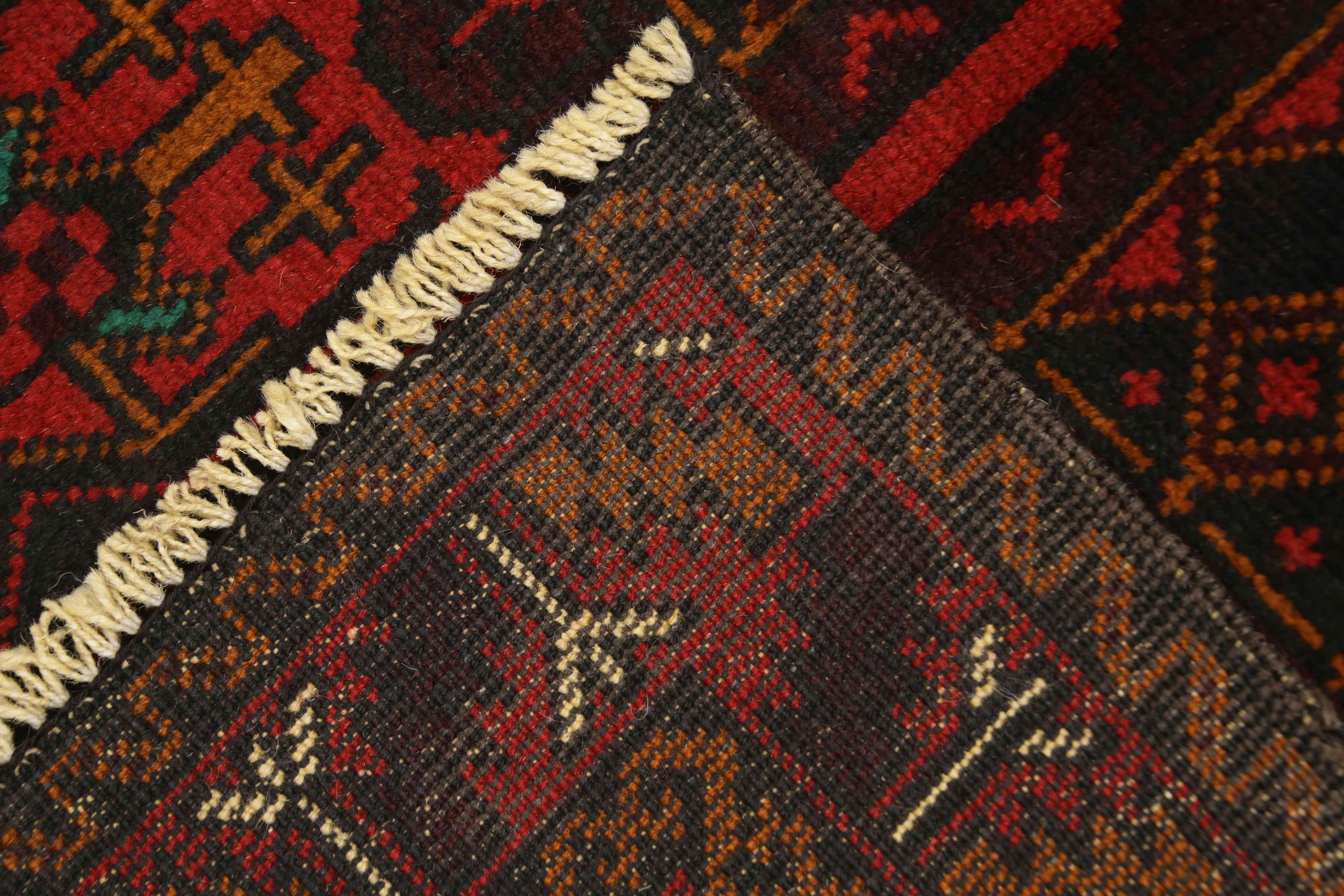 3' X 4' Red Handmade Adraskan Baluchi Afghan Rug Rectangular
