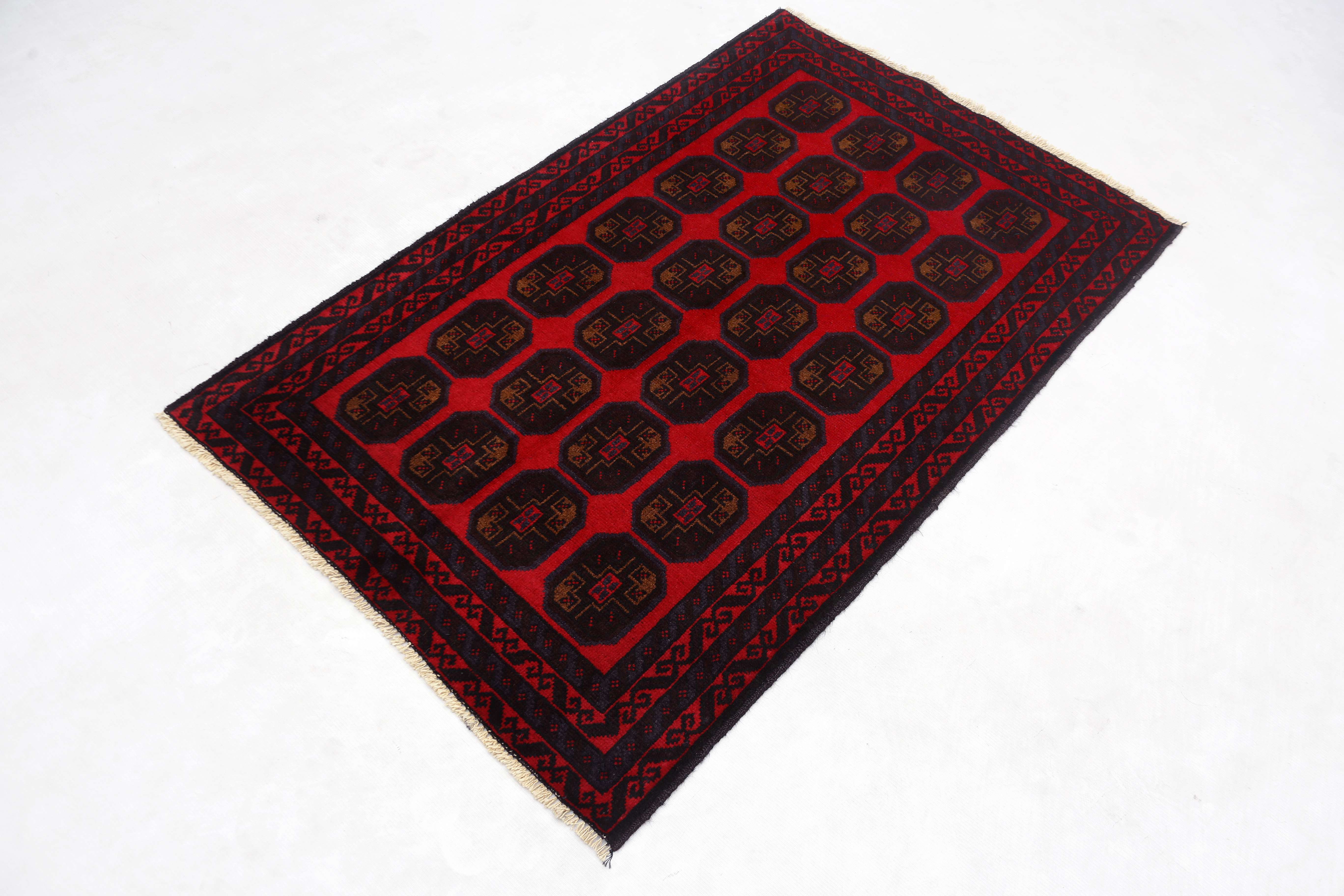 3' x 5' Red Handmade Adraskan Baluchi Afghan Rug Rectangular