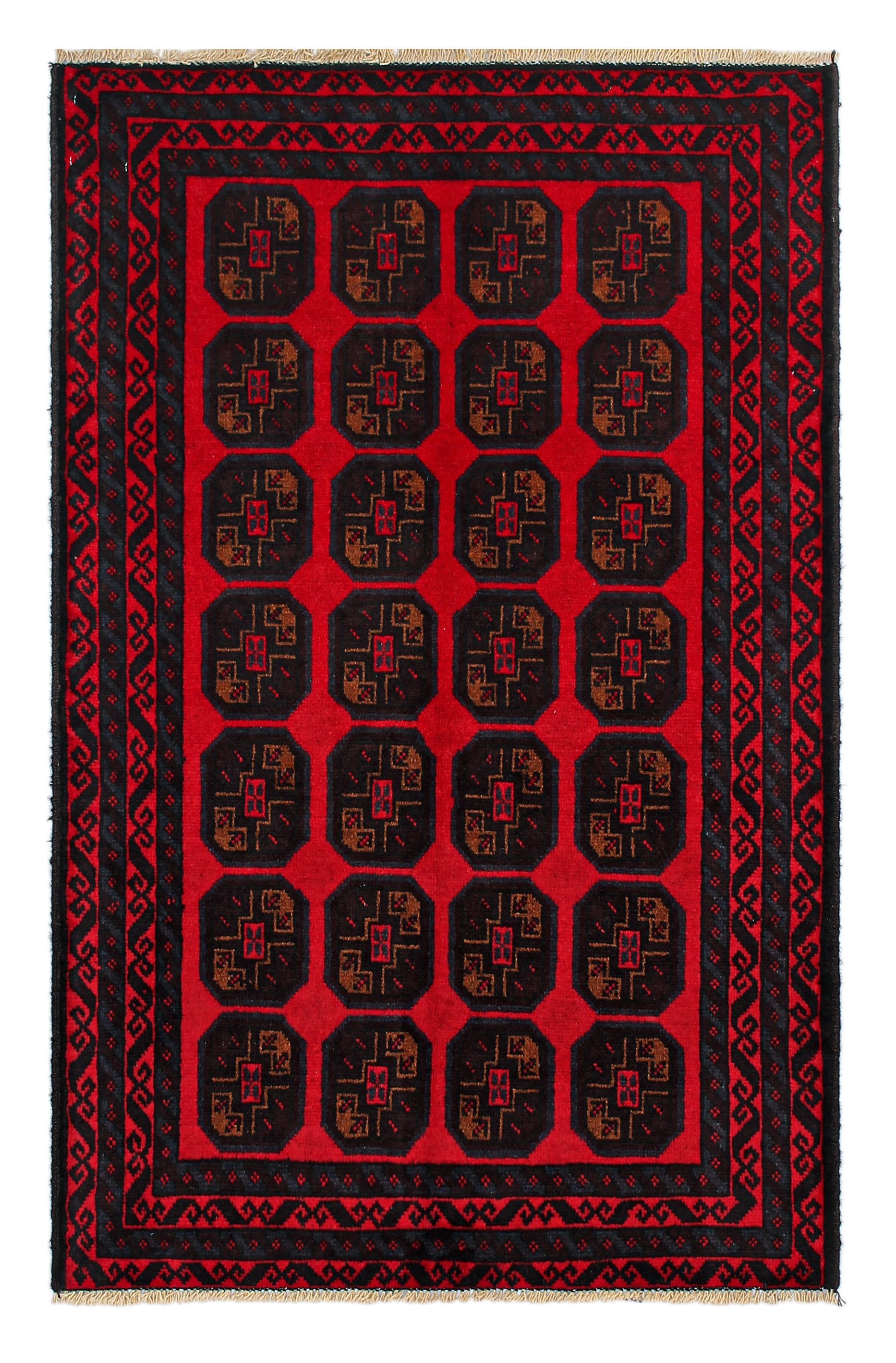 3' x 5' Red Handmade Adraskan Baluchi Afghan Rug Rectangular