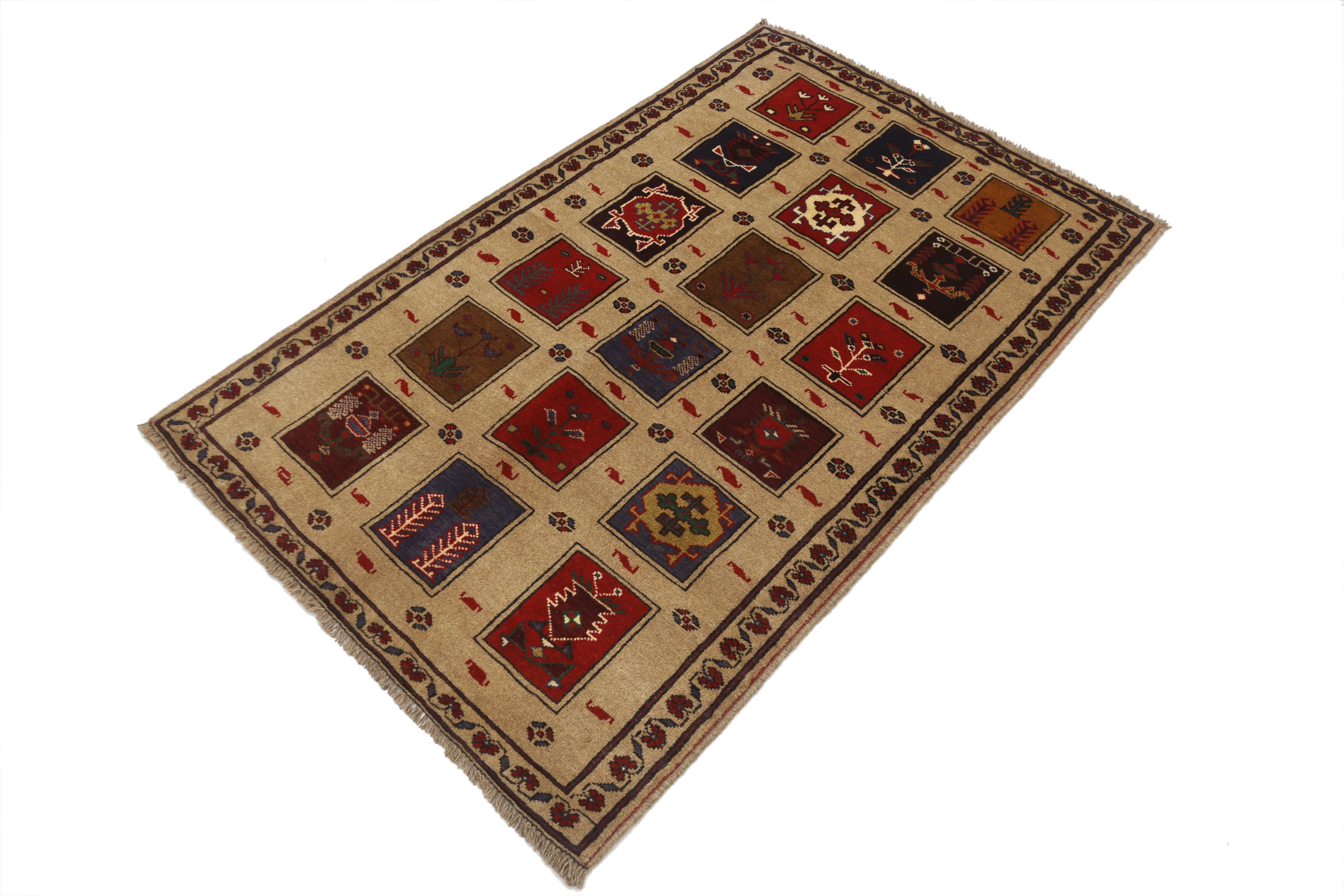 3' X 5' Natural Handmade Adraskan Baluchi Afghan Rug Rectangular