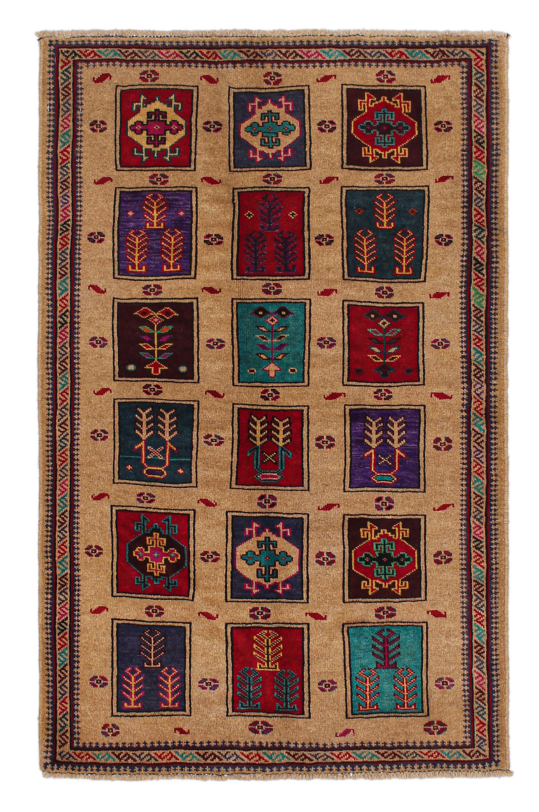3' x 5' Natural Handmade Adraskan Baluchi Afghan Rug Rectangular