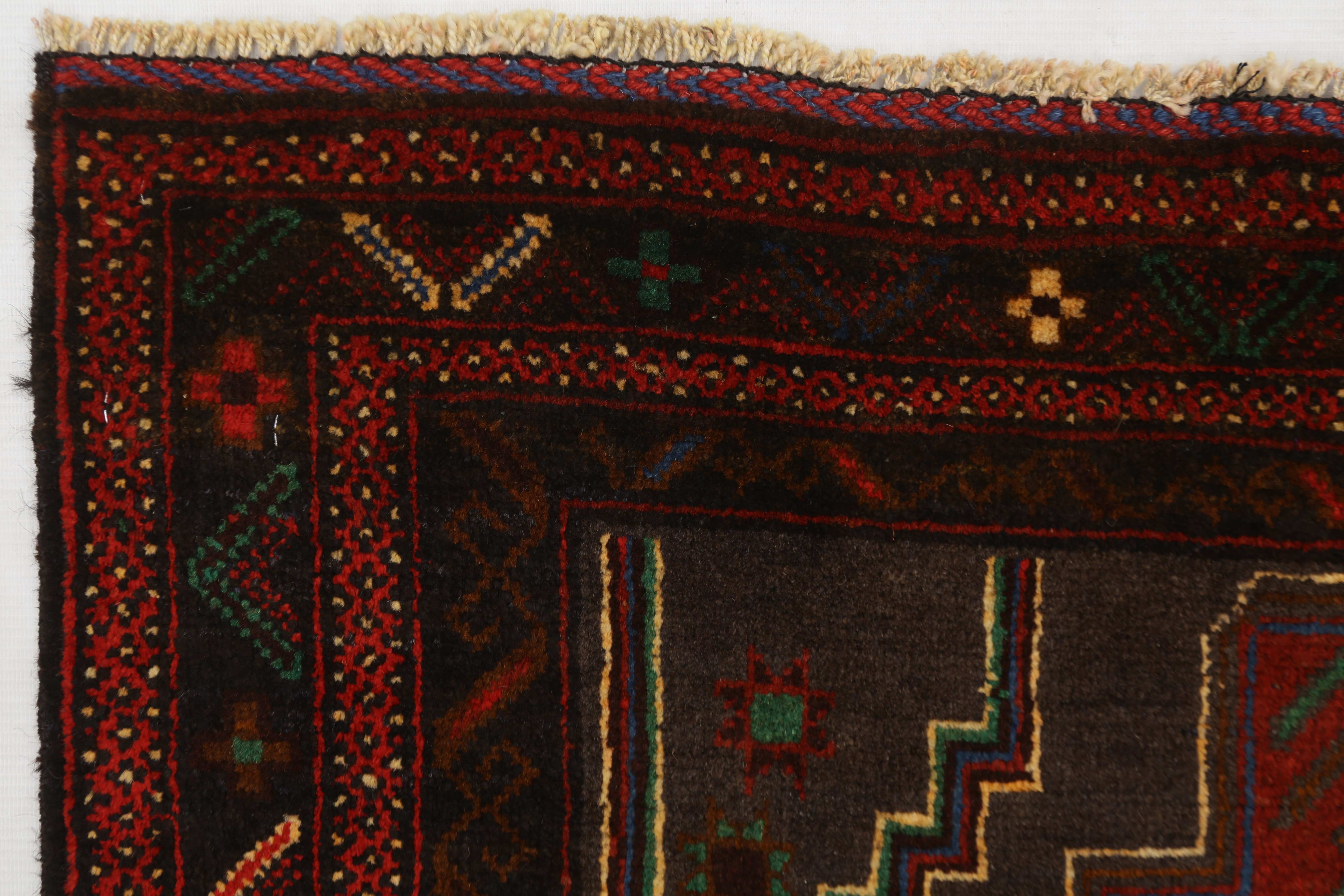 3' X 5' Grey Handmade Adraskan Baluchi Afghan Rug Rectangular