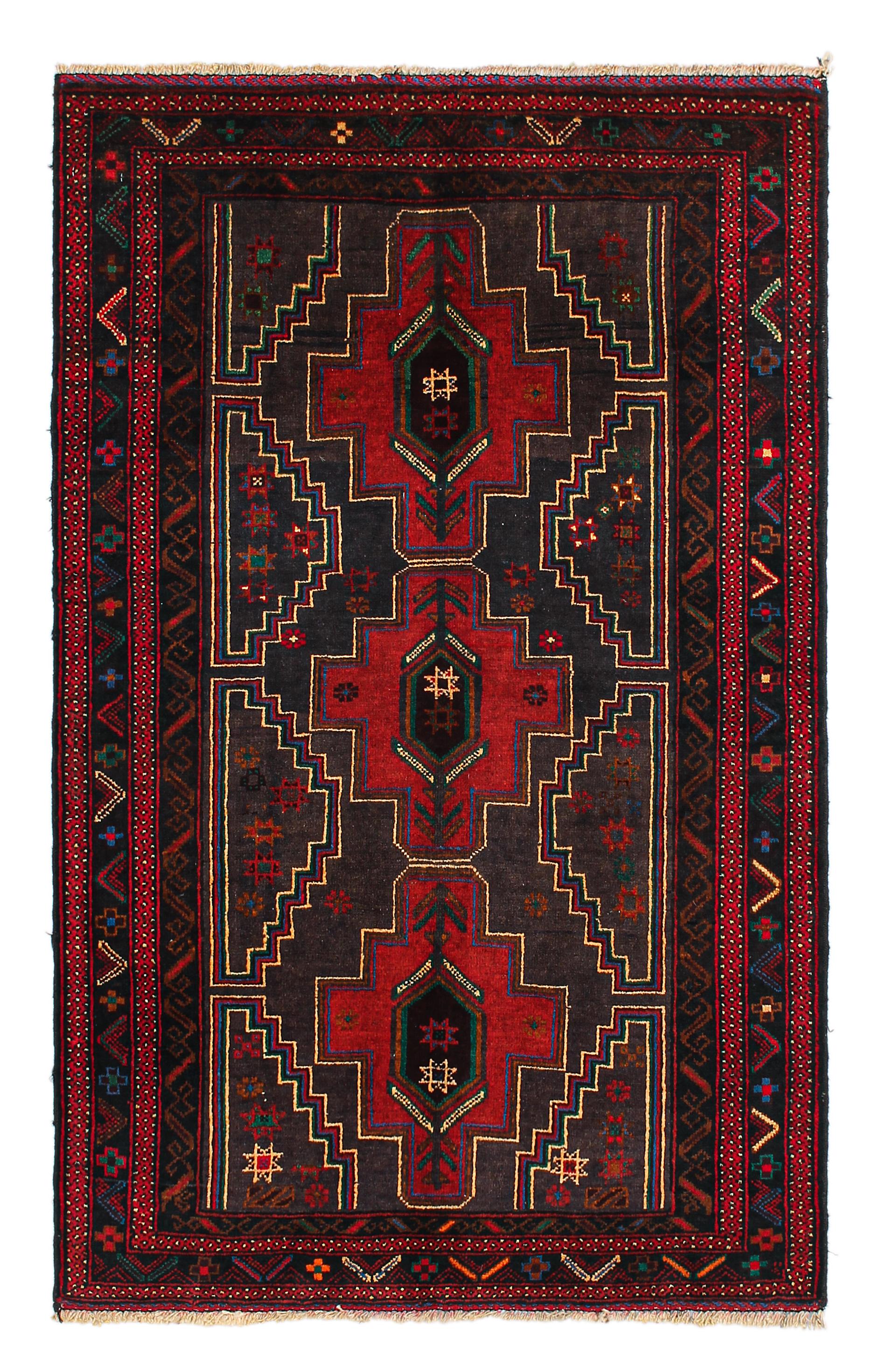 3' X 5' Grey Handmade Adraskan Baluchi Afghan Rug Rectangular
