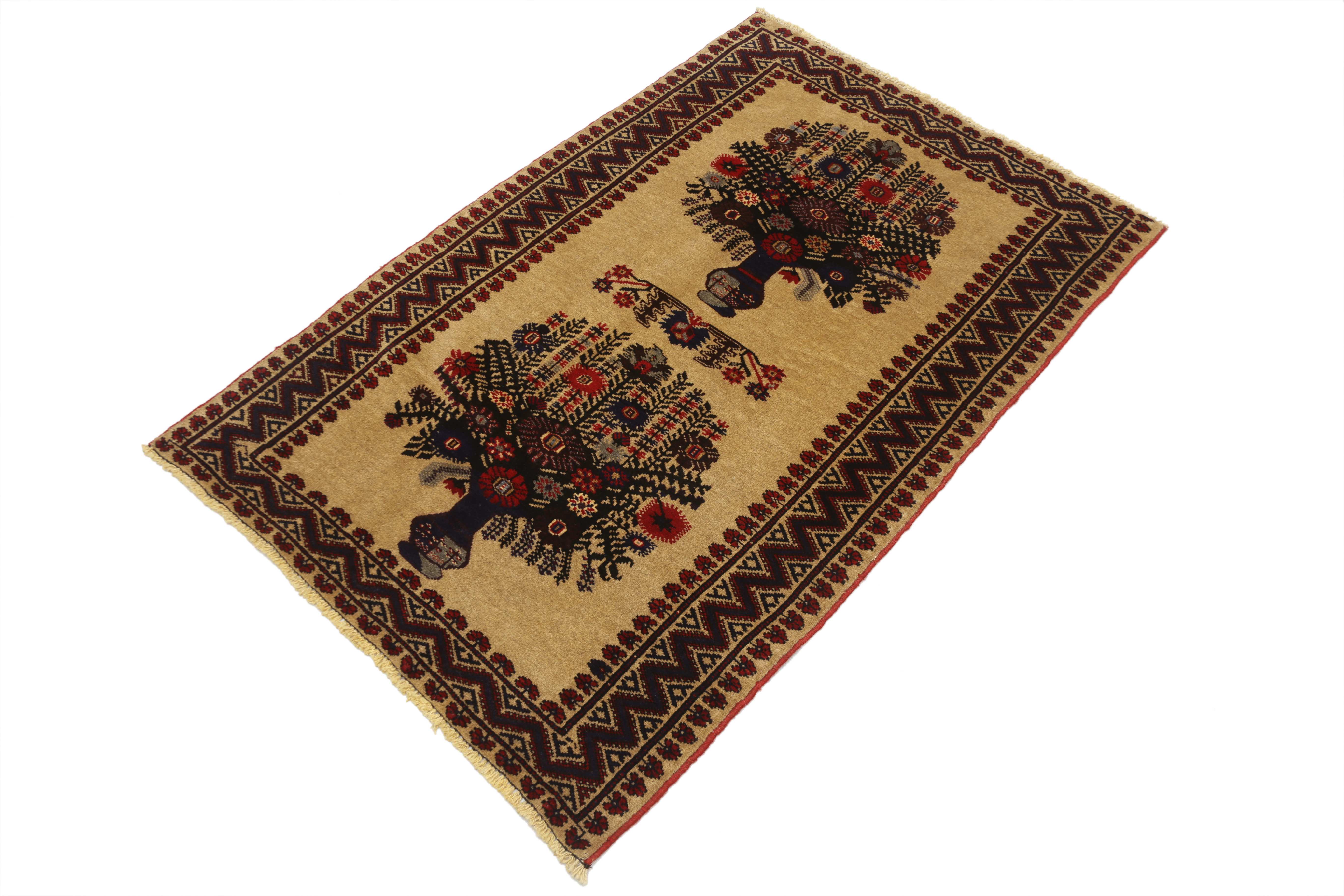 3' x 5' Natural Handmade Adraskan Baluchi Afghan Rug Rectangular