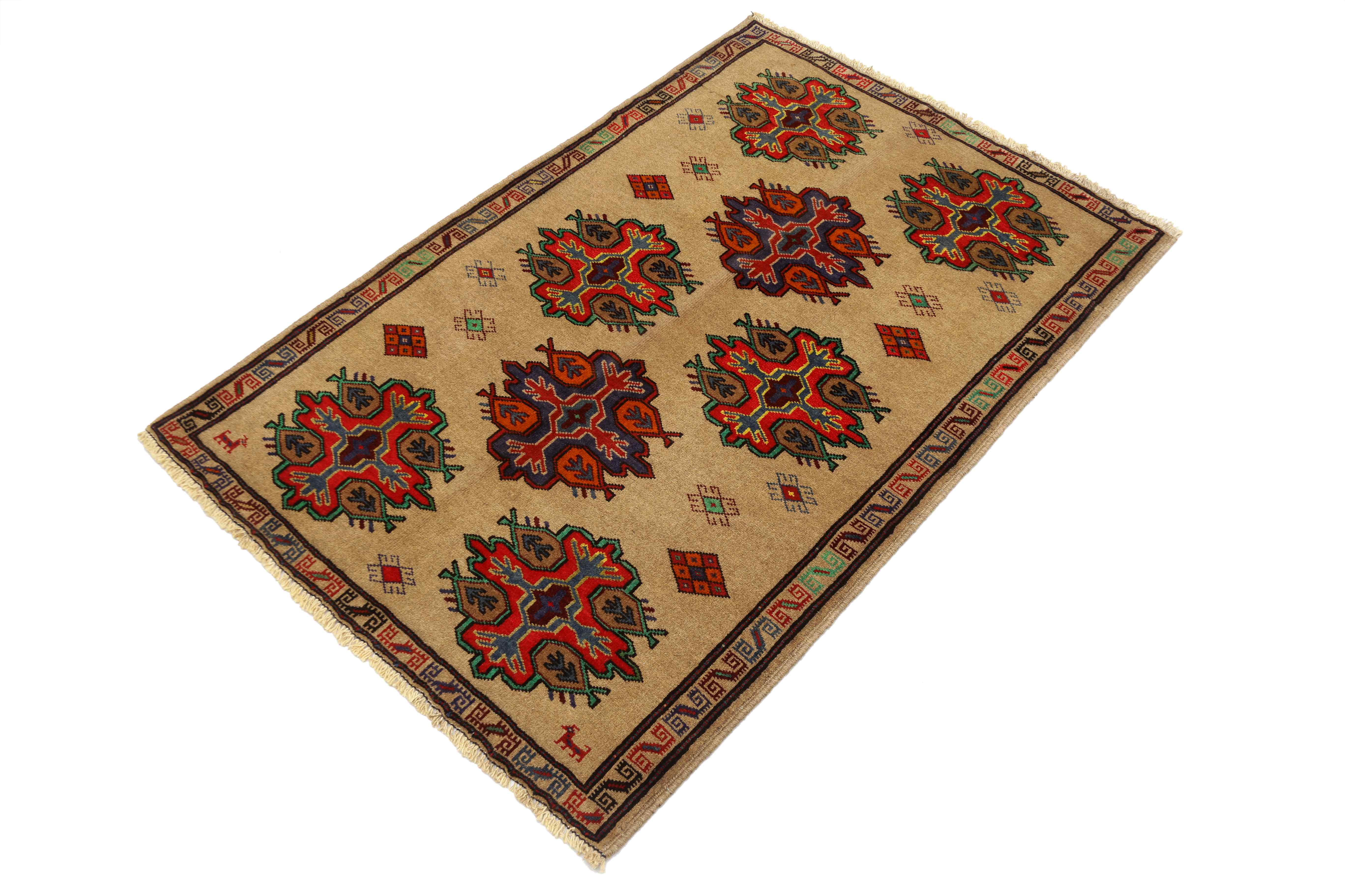 3' x 5' Natural Handmade Adraskan Baluchi Afghan Rug Rectangular
