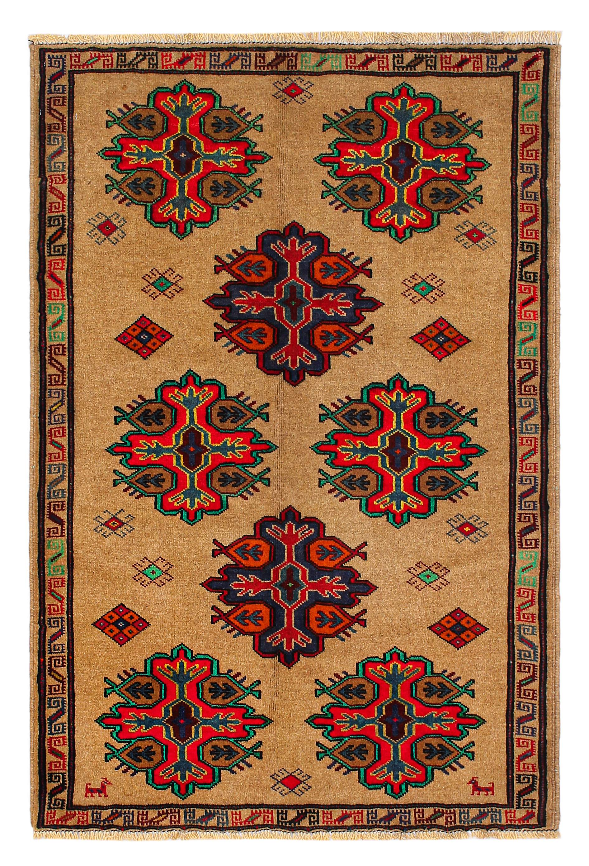 3' x 5' Natural Handmade Adraskan Baluchi Afghan Rug Rectangular