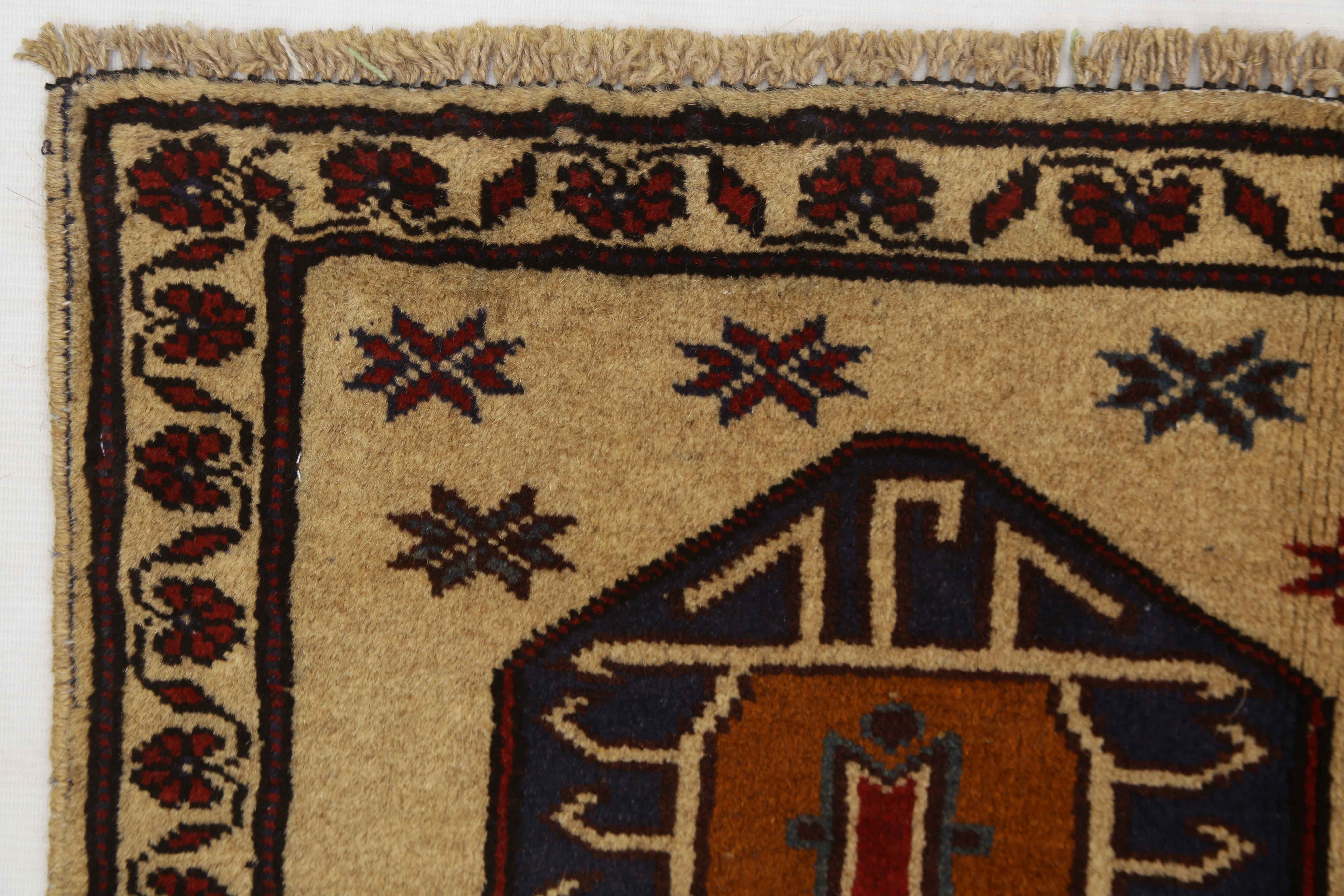 3' X 4' Natural Handmade Adraskan Baluchi Afghan Rug Rectangular