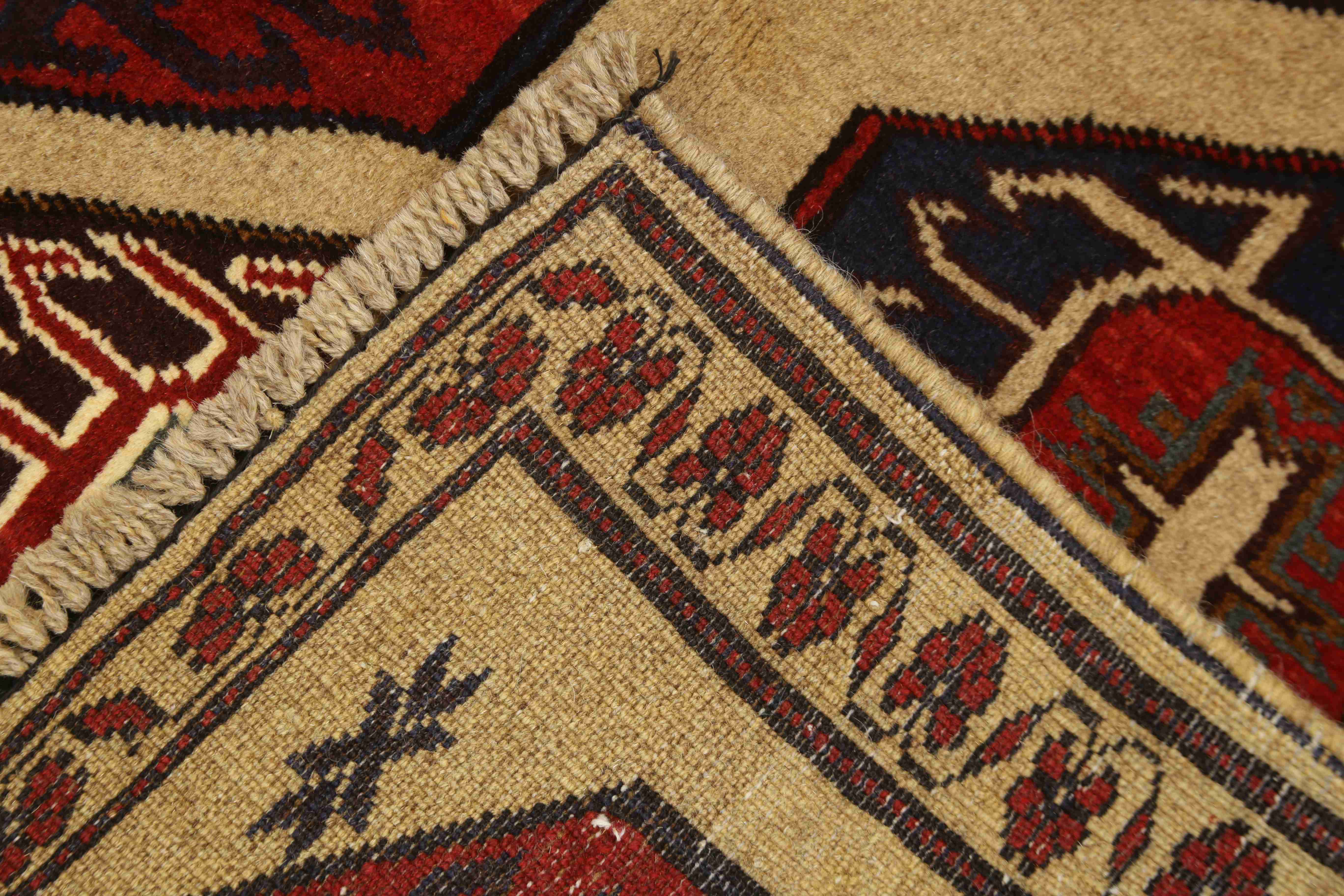 3' X 4' Natural Handmade Adraskan Baluchi Afghan Rug Rectangular