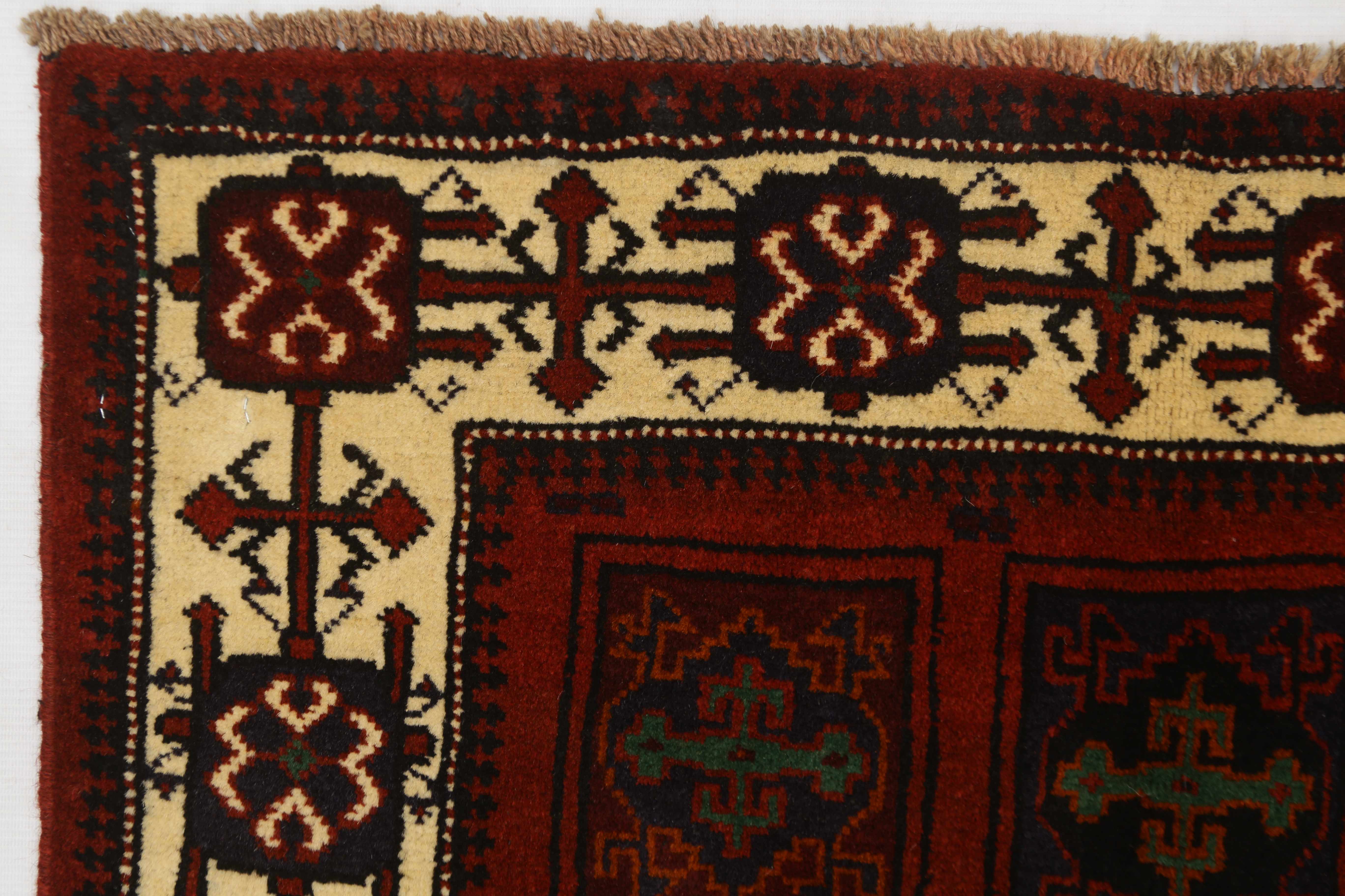 3' x 5' Red Handmade Adraskan Baluchi Afghan Rug Rectangular