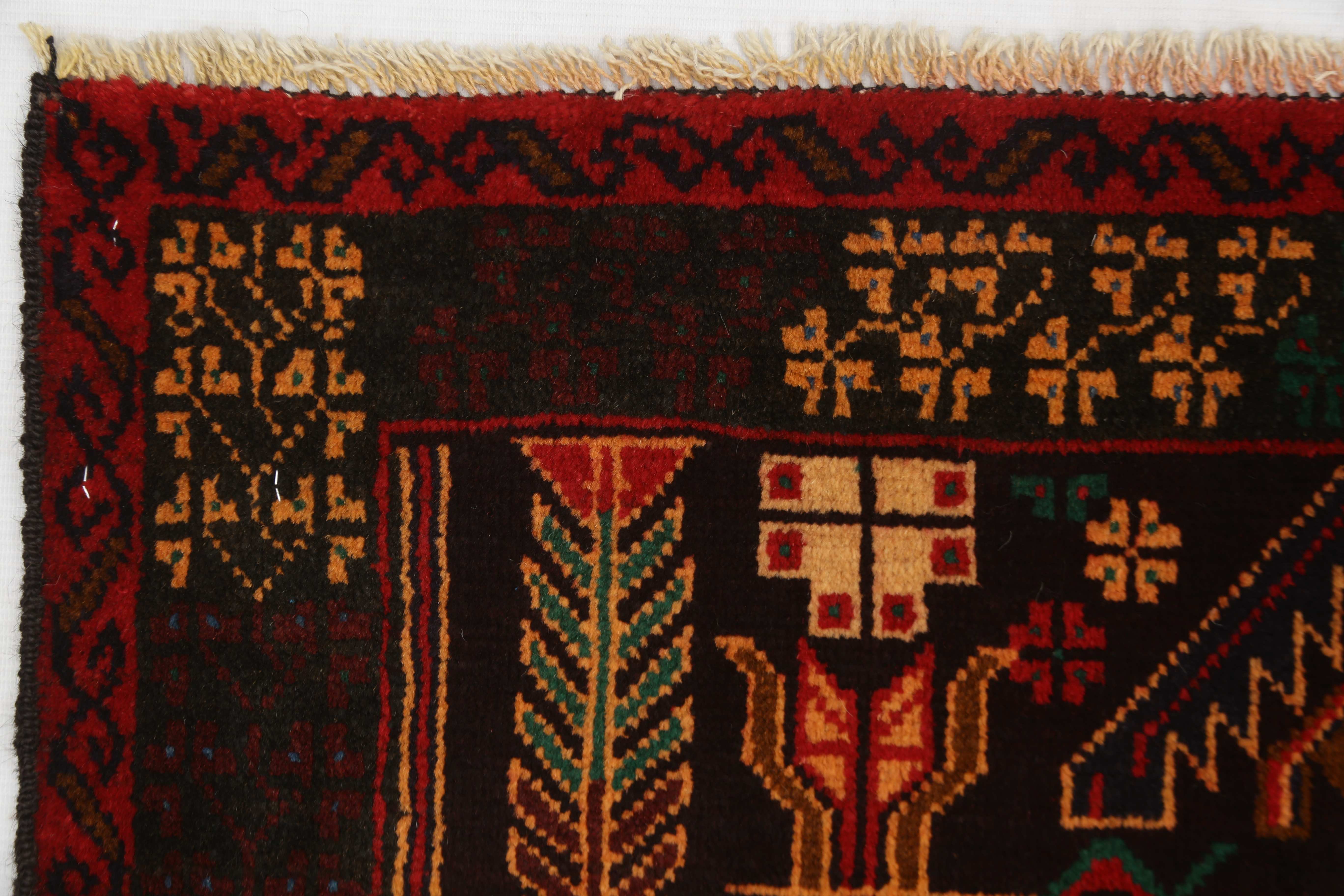 3' X 5' Brown Handmade Adraskan Baluchi Afghan Rug Rectangular