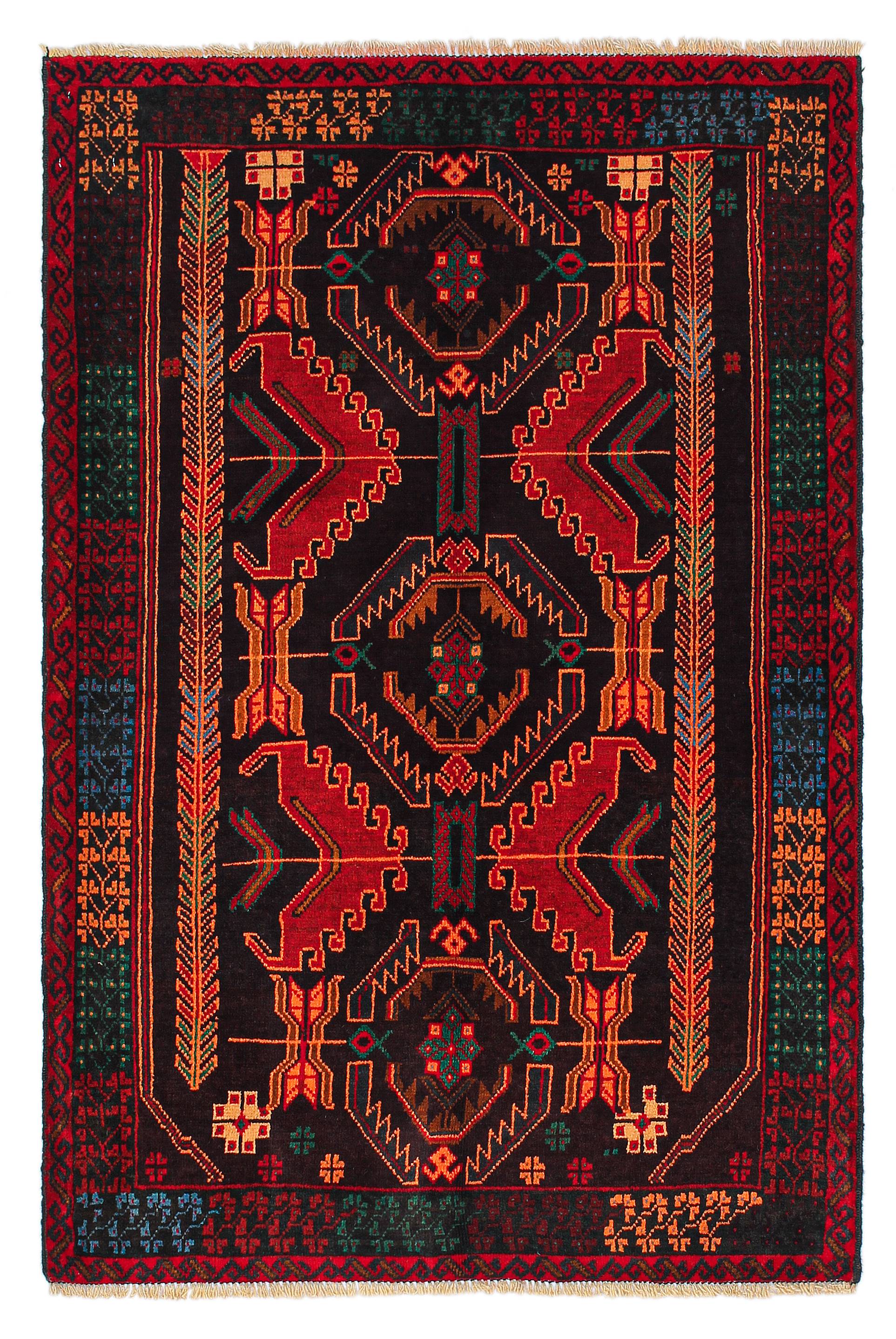3' X 5' Brown Handmade Adraskan Baluchi Afghan Rug Rectangular