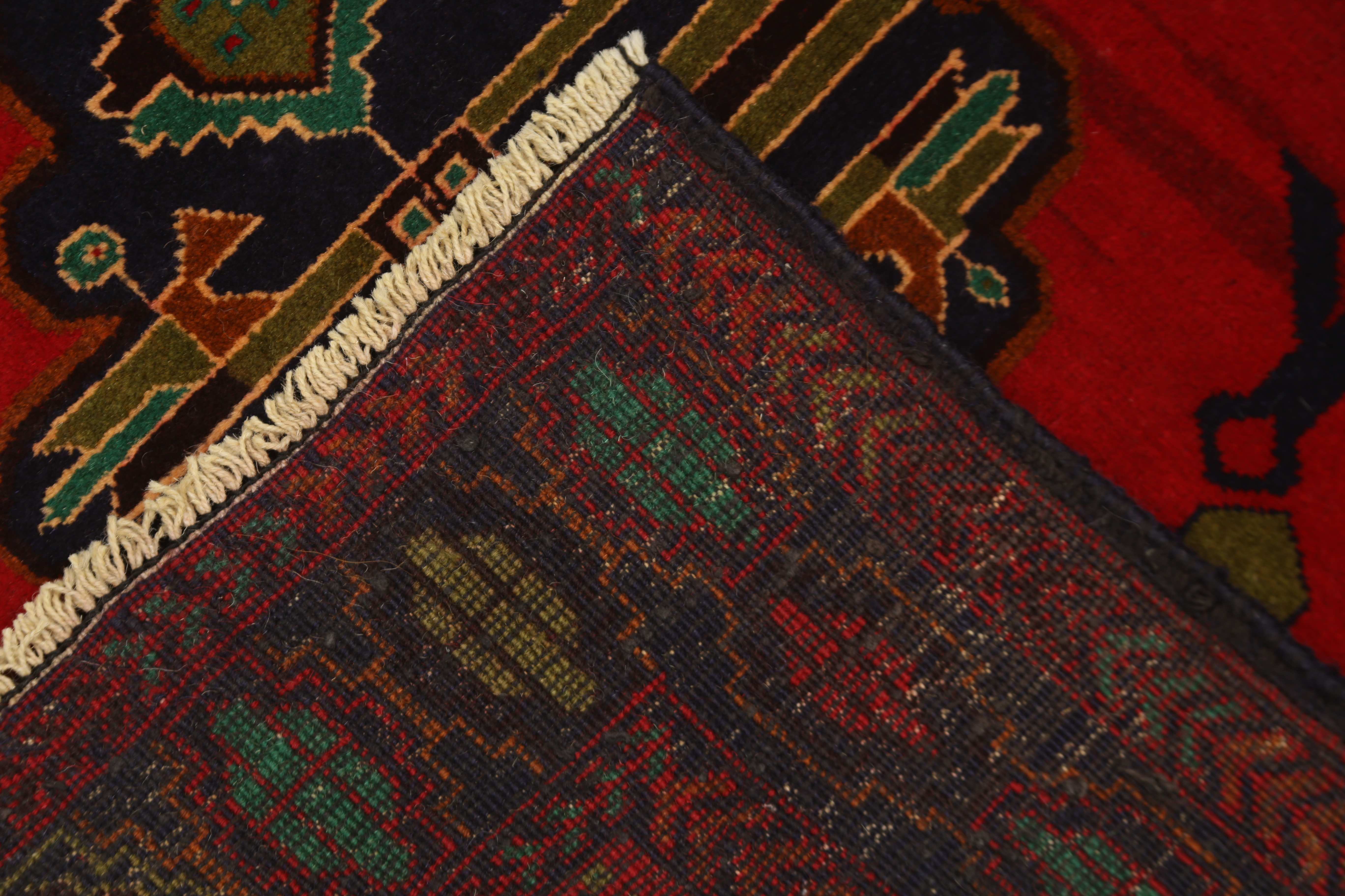 3' X 4' Red Handmade Adraskan Baluchi Afghan Rug Rectangular