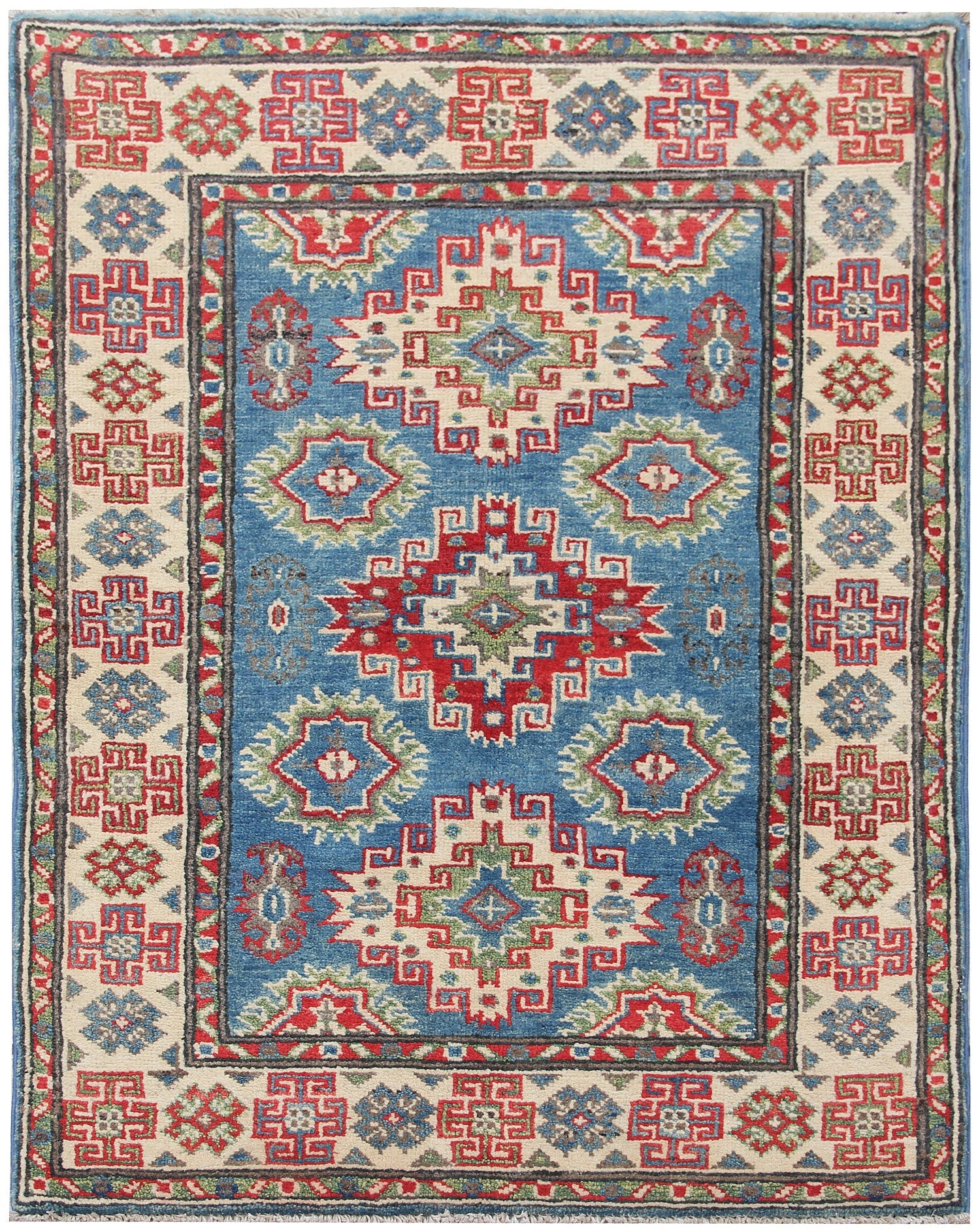 3' x 3' Blue Handmade KAZAK Rug Square