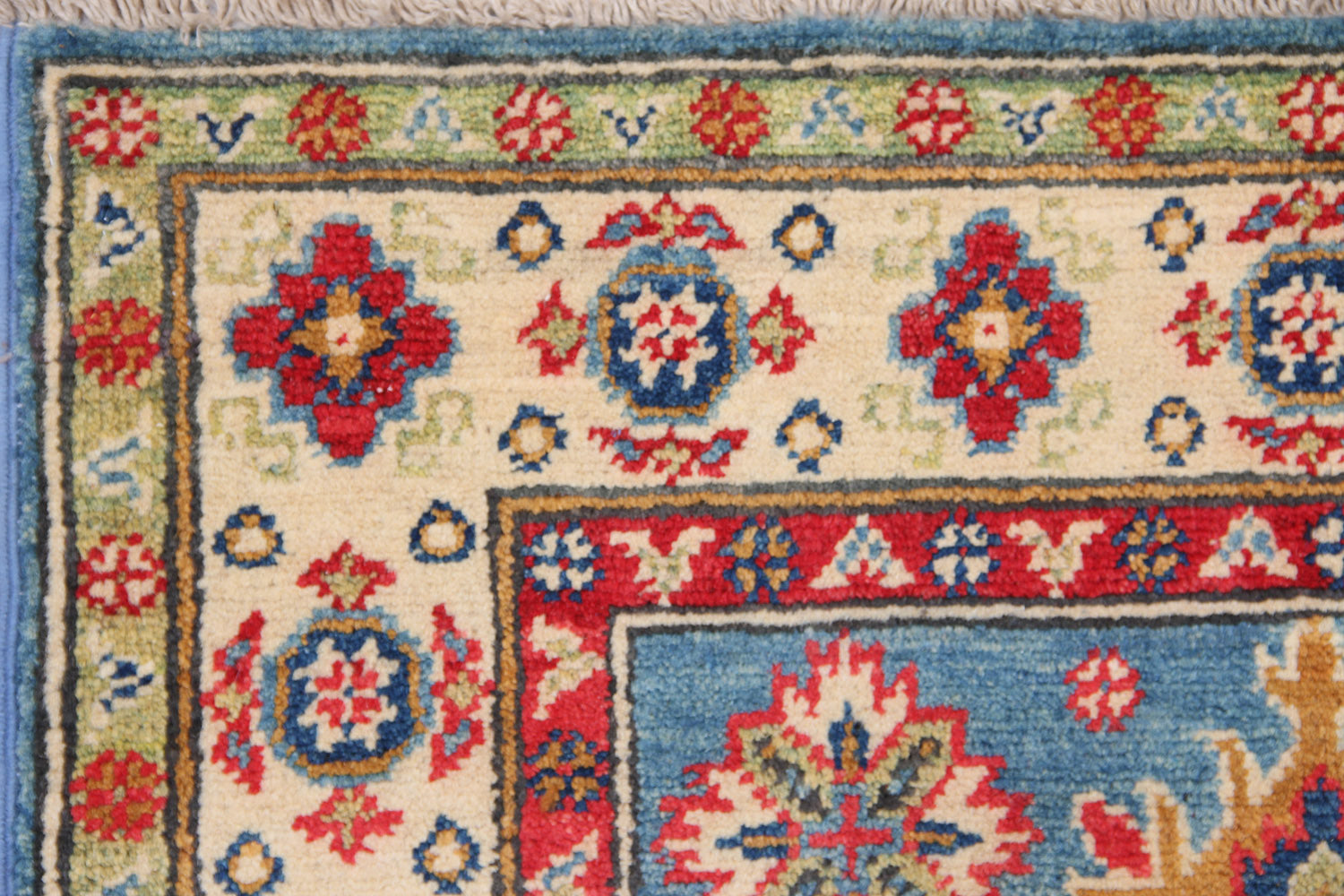 2' 6" x 4' Blue Handmade KAZAK Rug Rectangular