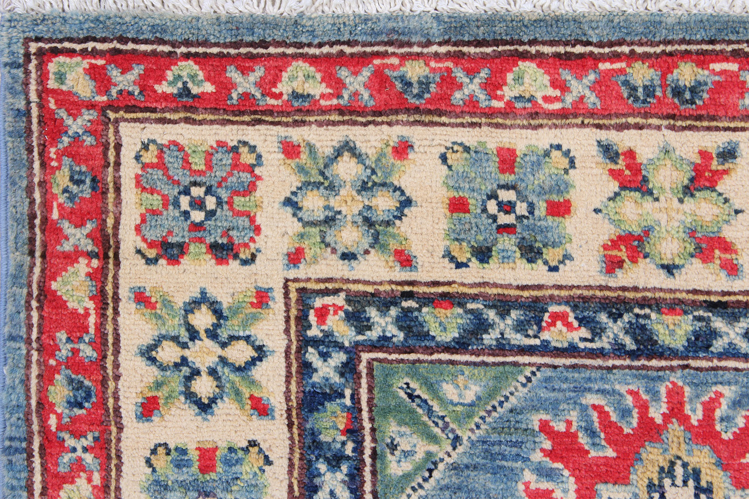 2' 6" x 4' Blue Handmade KAZAK Rug Rectangular