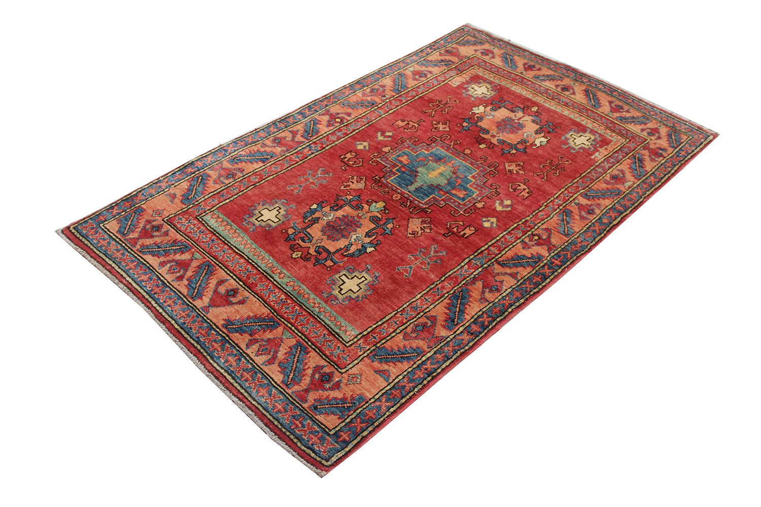 3' x 5' Red Handmade KAZAK Rug Rectangular