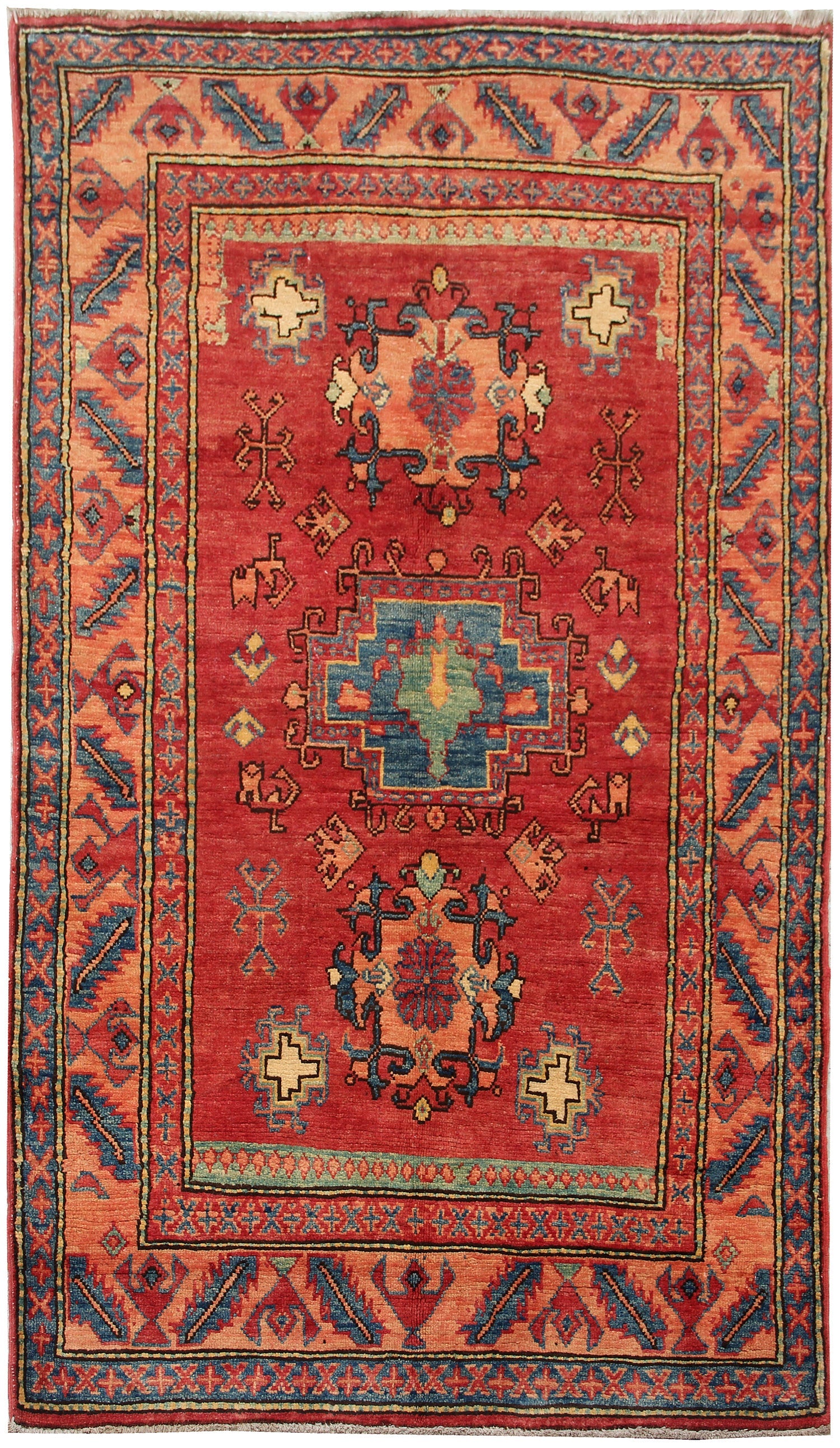 3' x 5' Red Handmade KAZAK Rug Rectangular