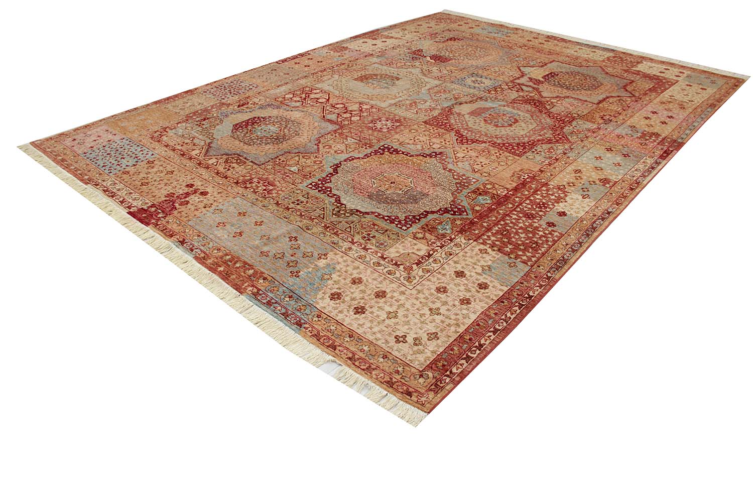 Mamluk Persian Hand Knotted Wool Rug Multicolor 9' x 12'