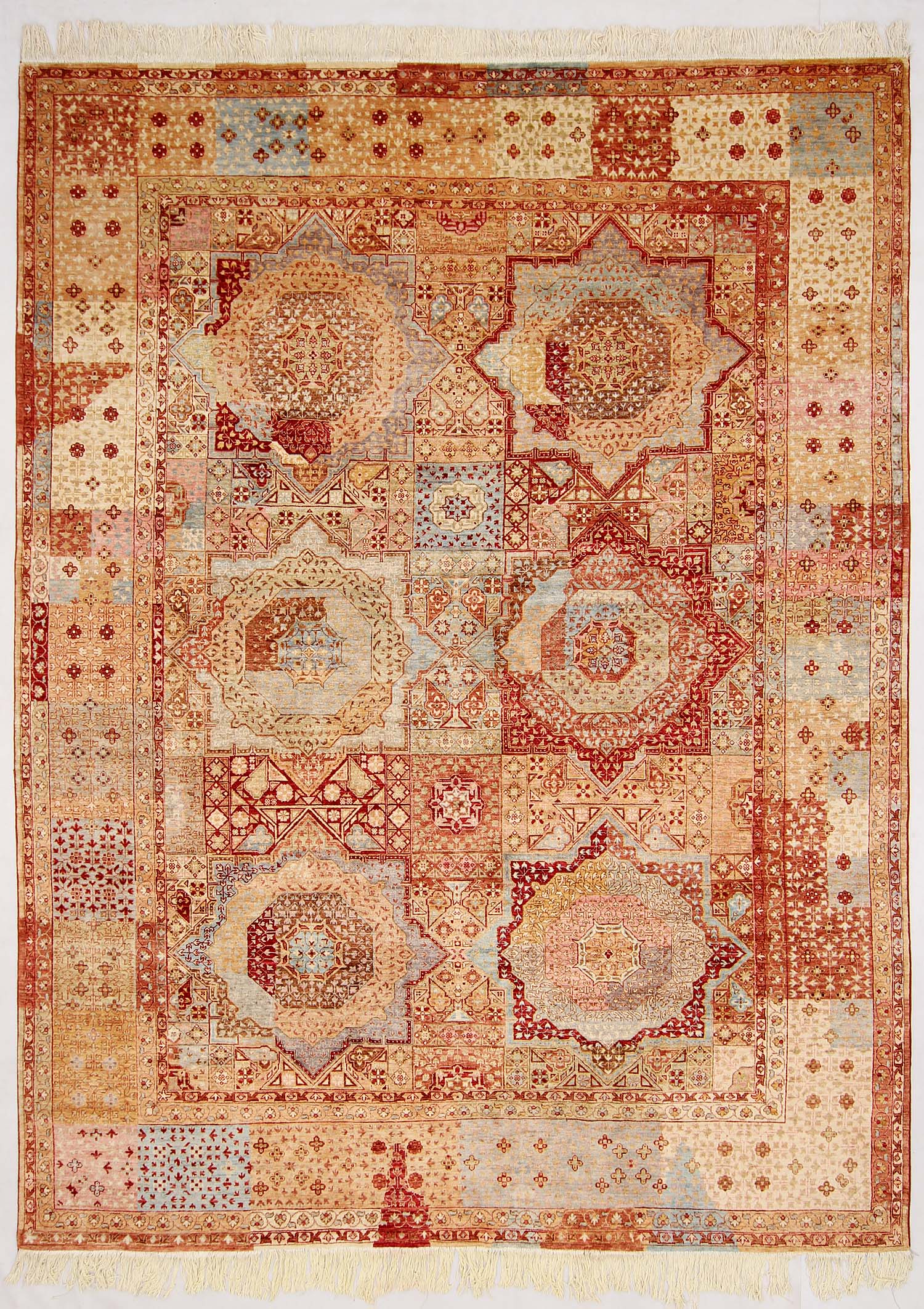 Mamluk Persian Hand Knotted Wool Rug Multicolor 9' x 12'