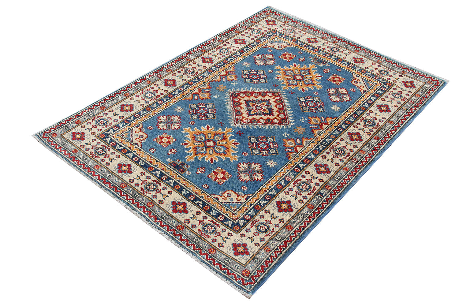 3' X 5' Blue Handmade KAZAK Rug Rectangular