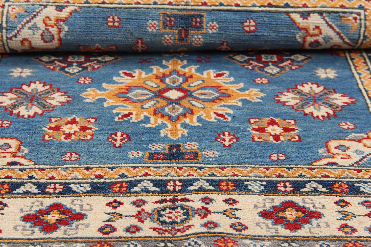 3' X 5' Blue Handmade KAZAK Rug Rectangular