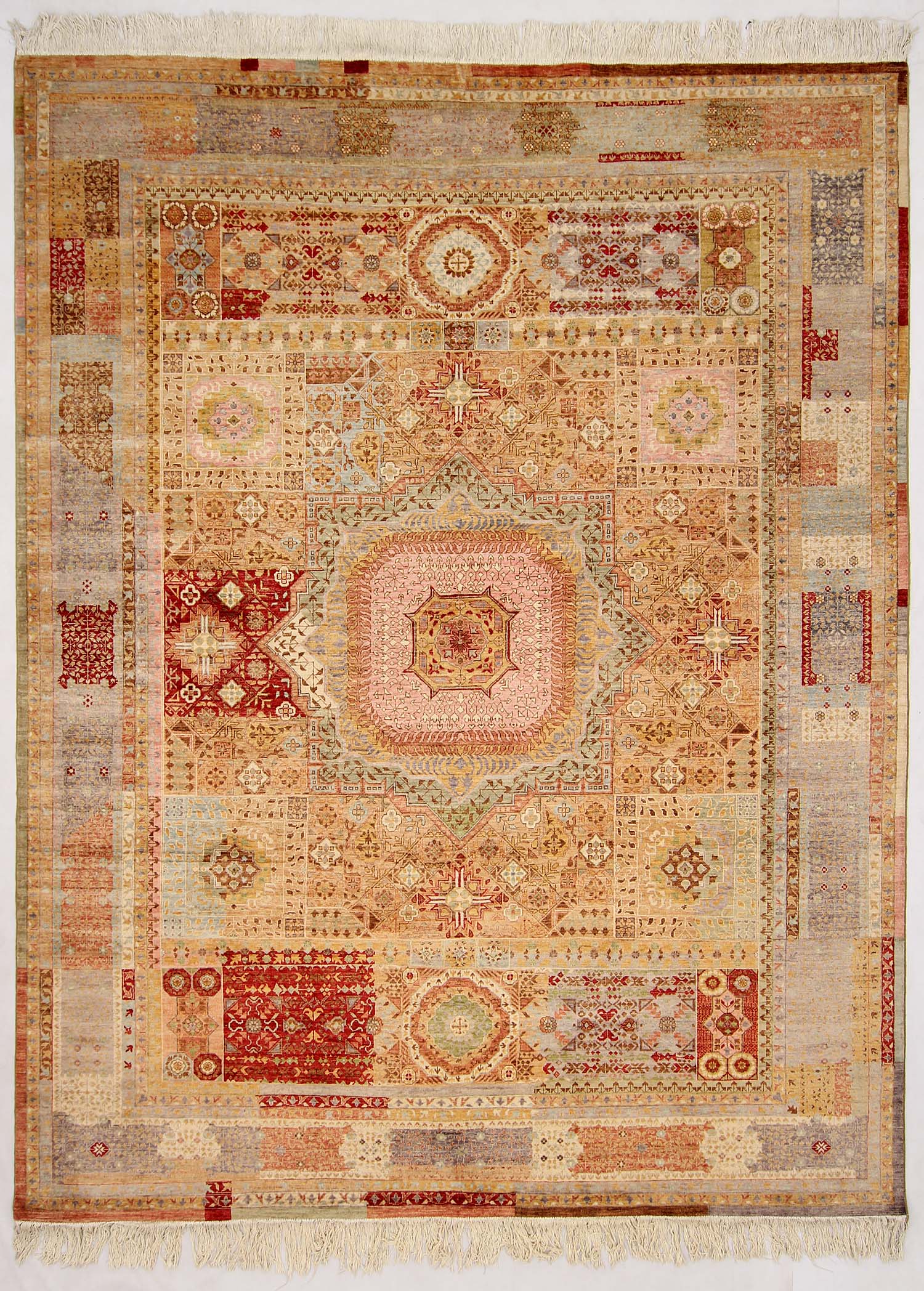 Mamluk Persian Hand Knotted Wool Rug Multicolor 9' x 12'