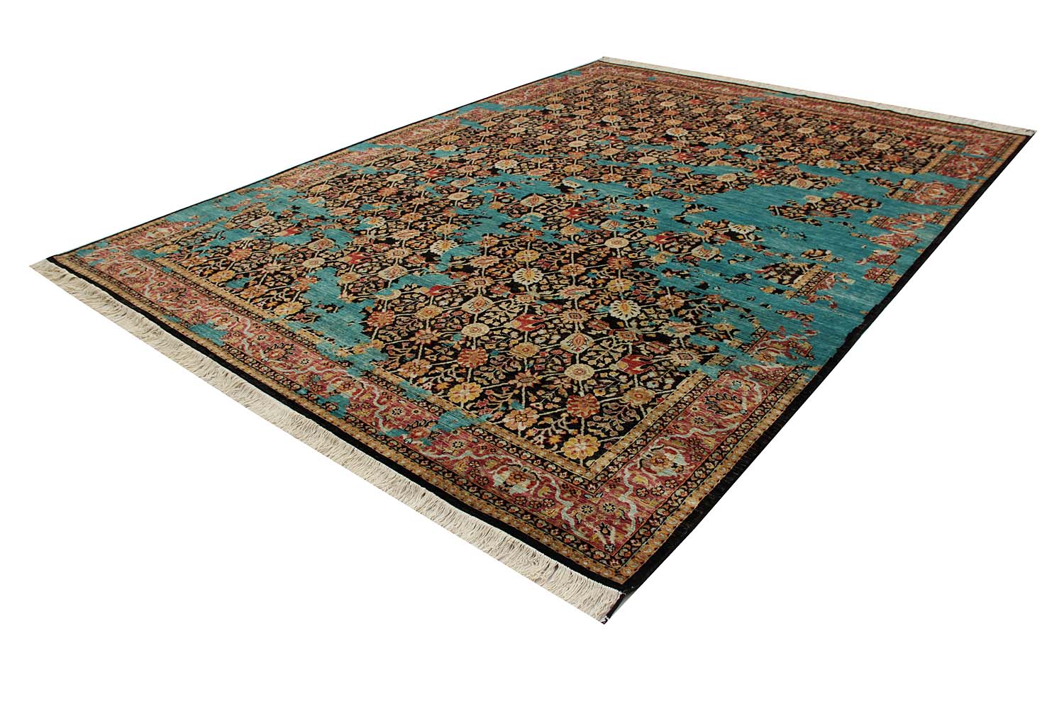 Mamluk Persian Hand Knotted Wool Rug Black 9' x 12'