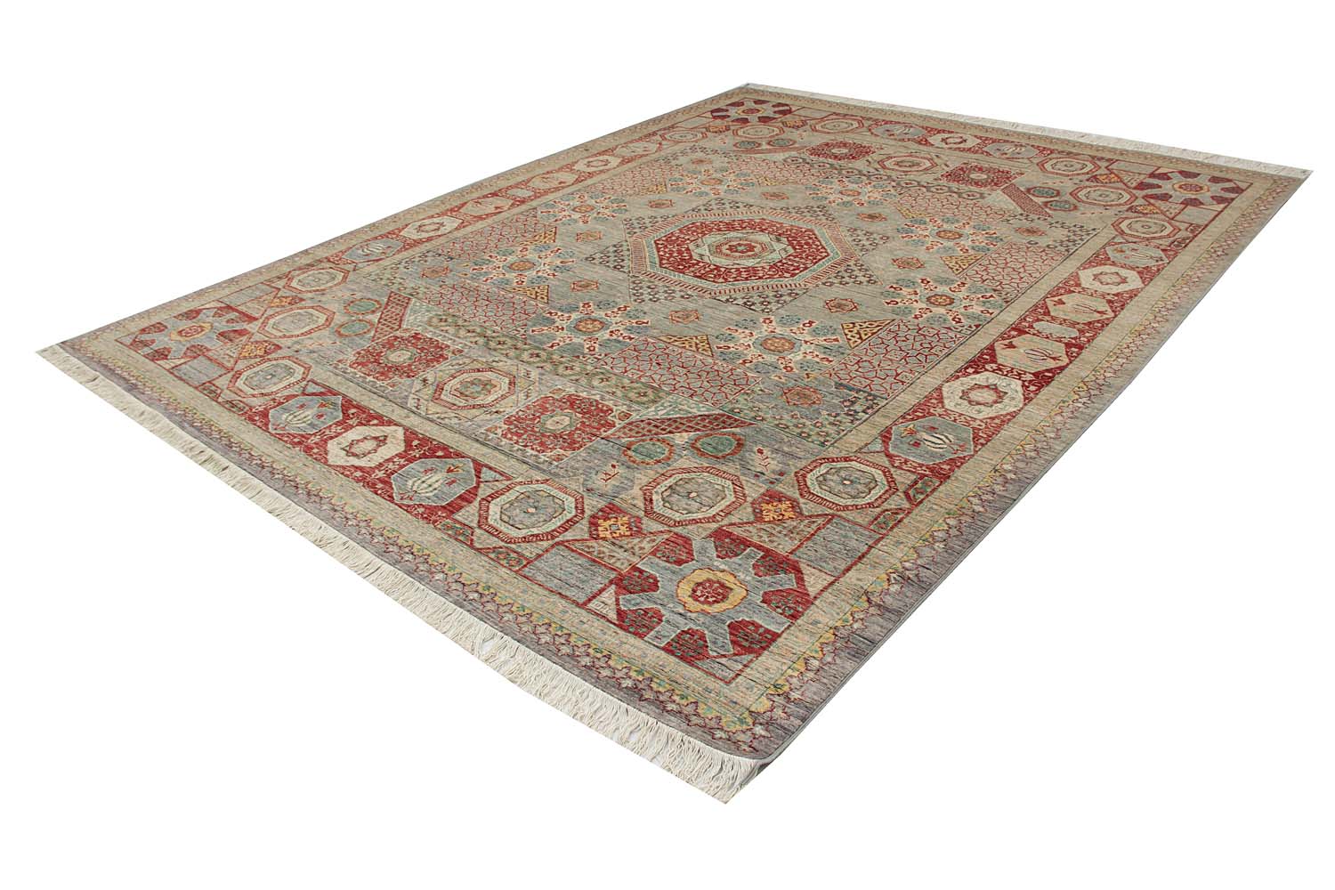Mamluk Persian Hand Knotted Wool Rug Gray 9' x 12'