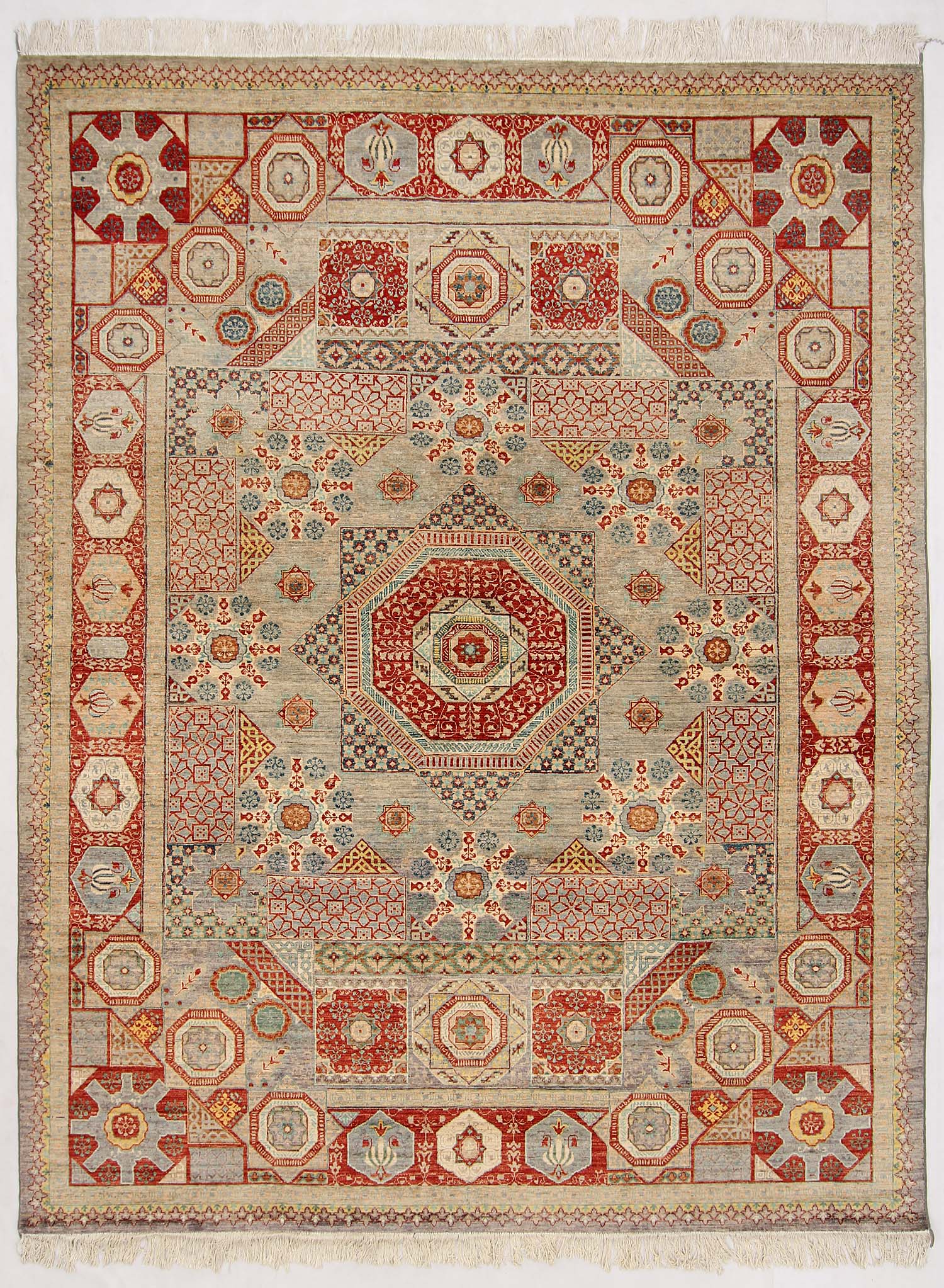 Mamluk Persian Hand Knotted Wool Rug Gray 9' x 12'
