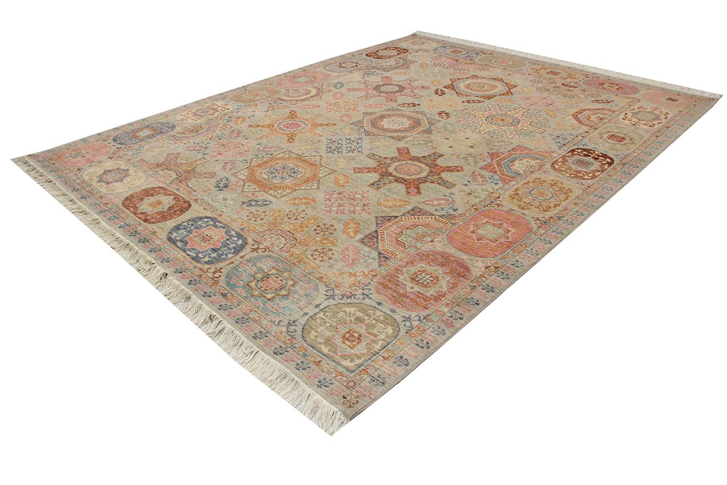 Mamluk Persian Hand Knotted Wool Rug Gray 9' x 12'