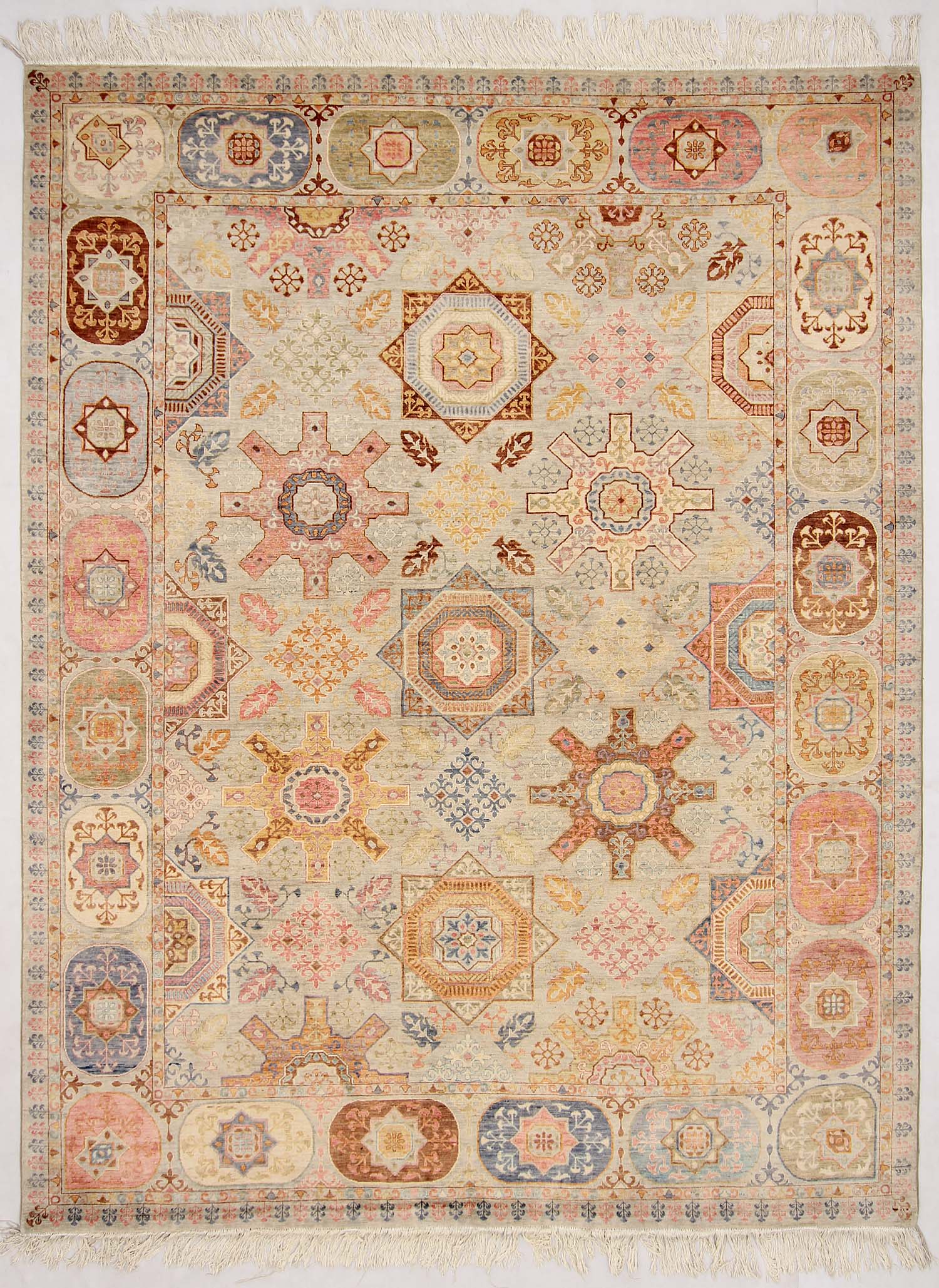 Mamluk Persian Hand Knotted Wool Rug Gray 9' x 12'