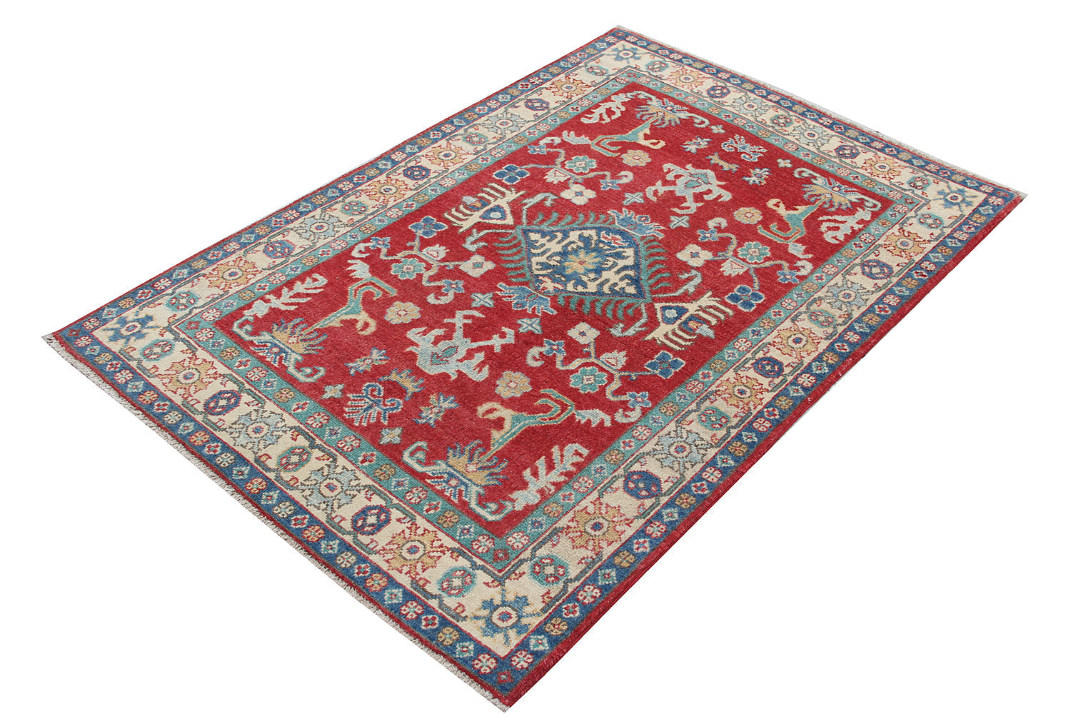 3' X 5' Red Handmade KAZAK Rug Rectangular
