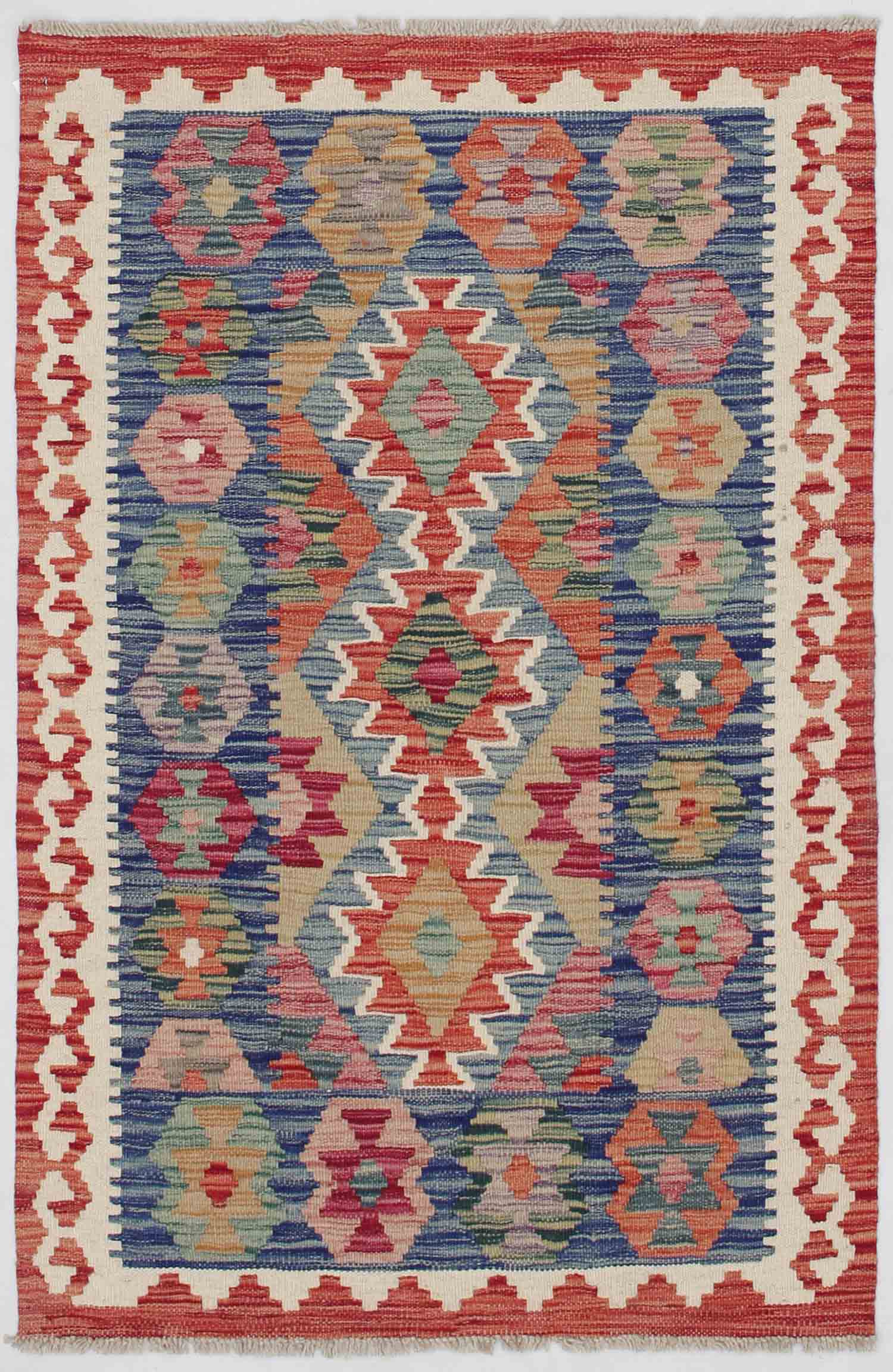 2' 6" x 4' Multy Handmade Veggie Dye Kilim Rug Rectangular