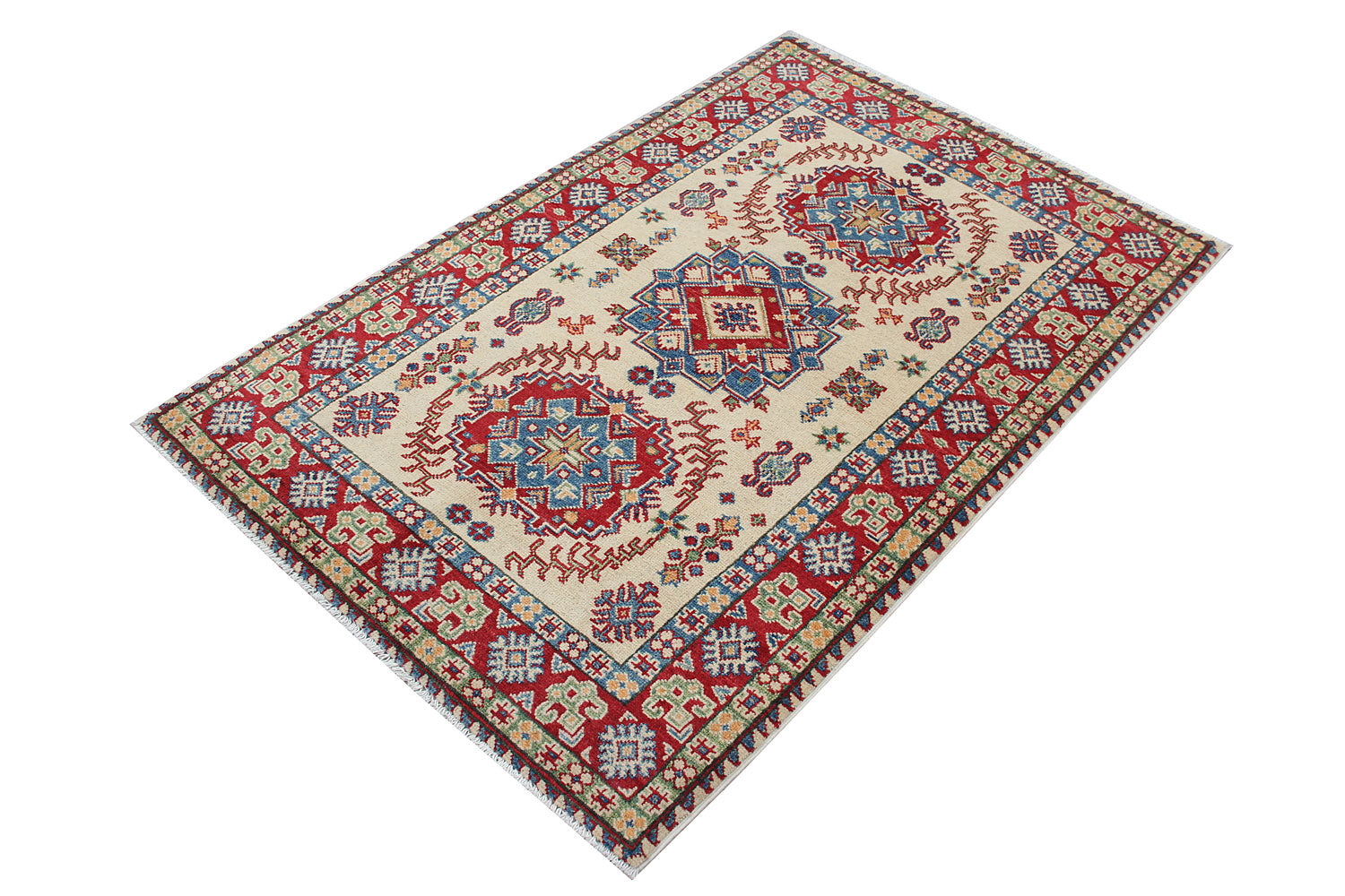 3' X 5' Ivory Handmade KAZAK Rug Rectangular