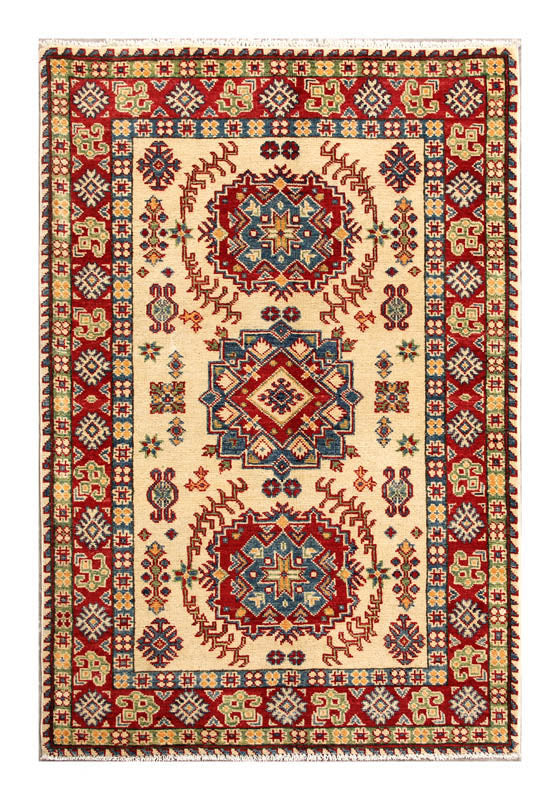 3' X 5' Ivory Handmade KAZAK Rug Rectangular