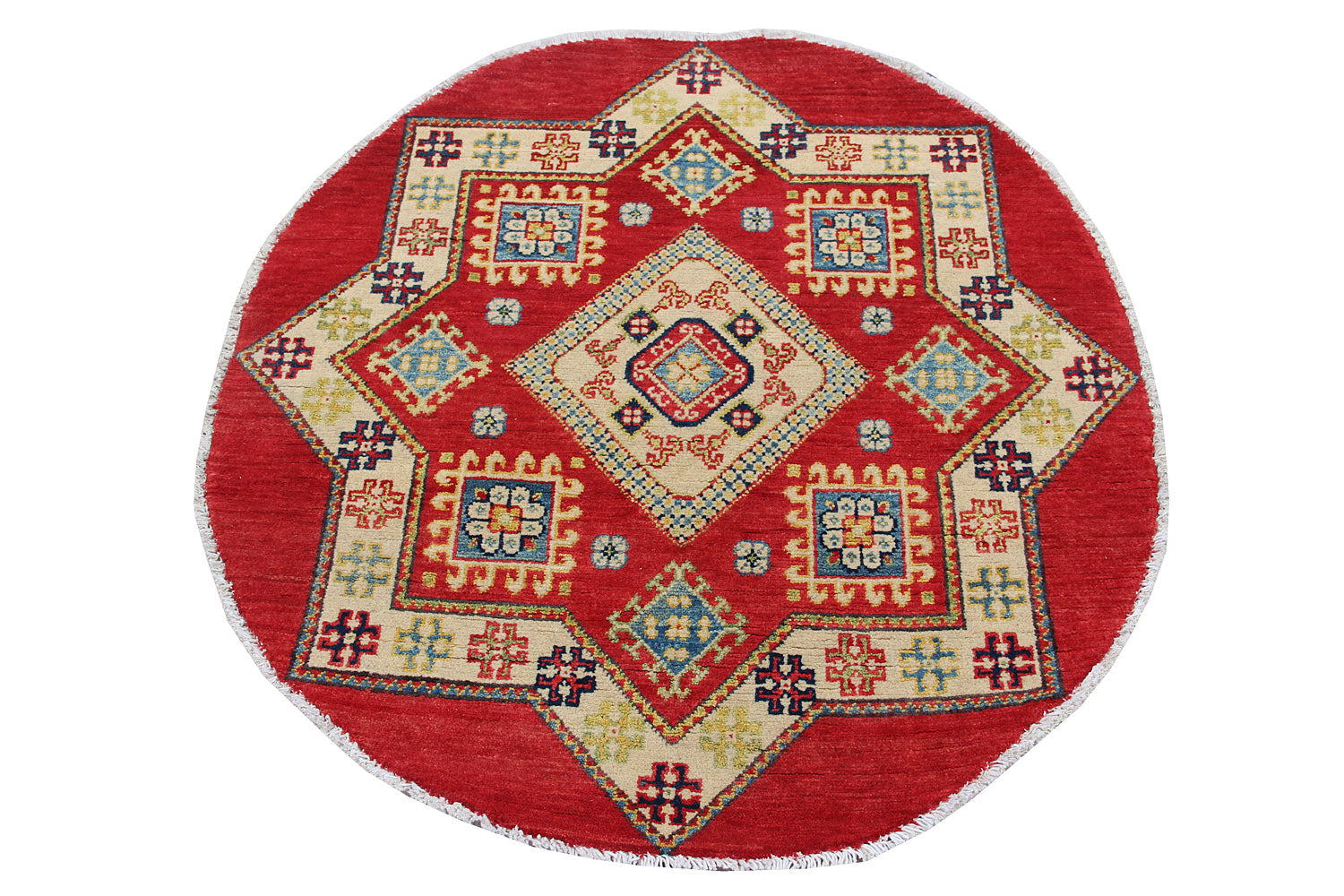 3' 3" X 3' 3'' Red Handmade KAZAK Rug Square