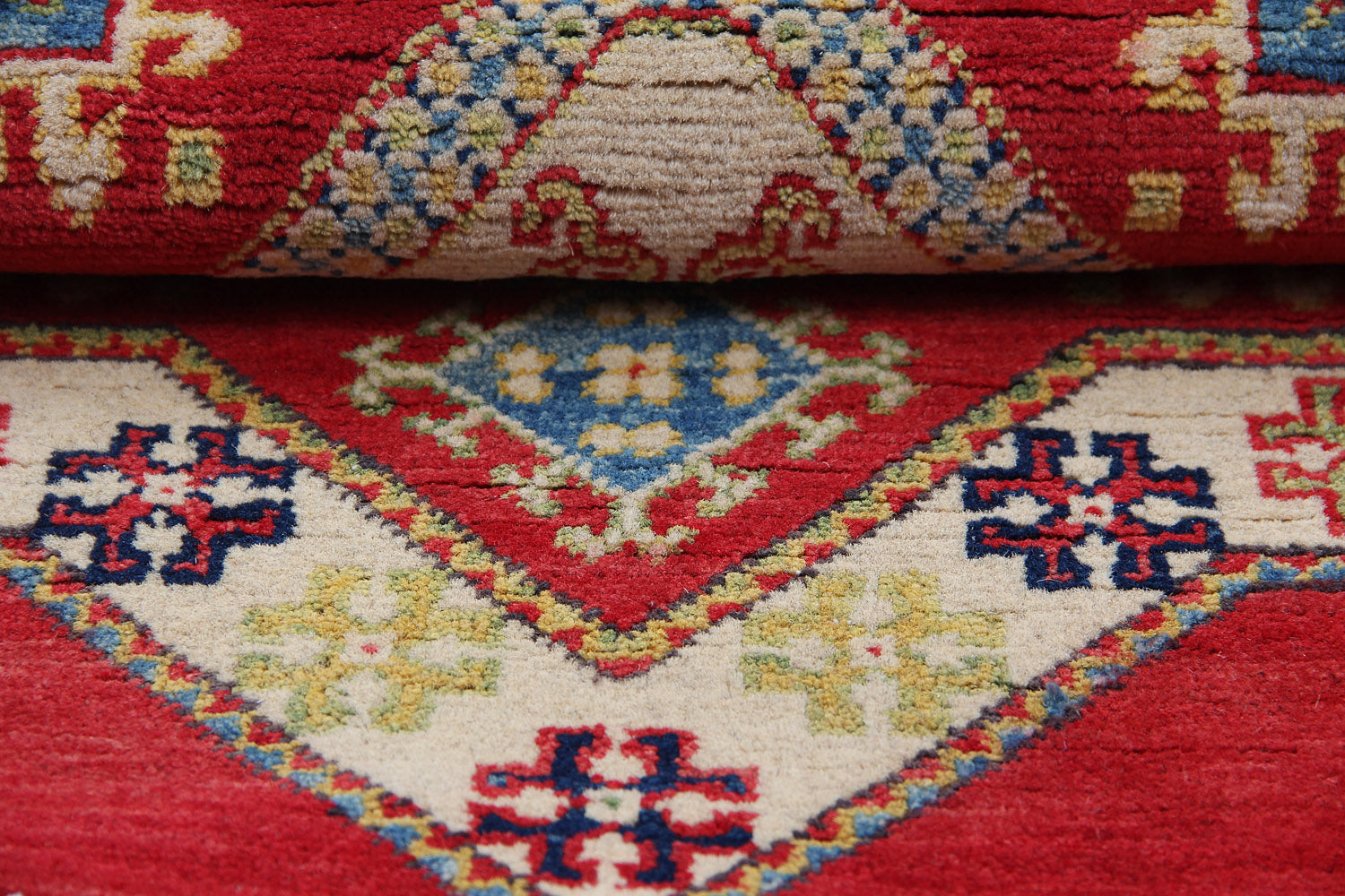 3' 3" X 3' 3'' Red Handmade KAZAK Rug Square
