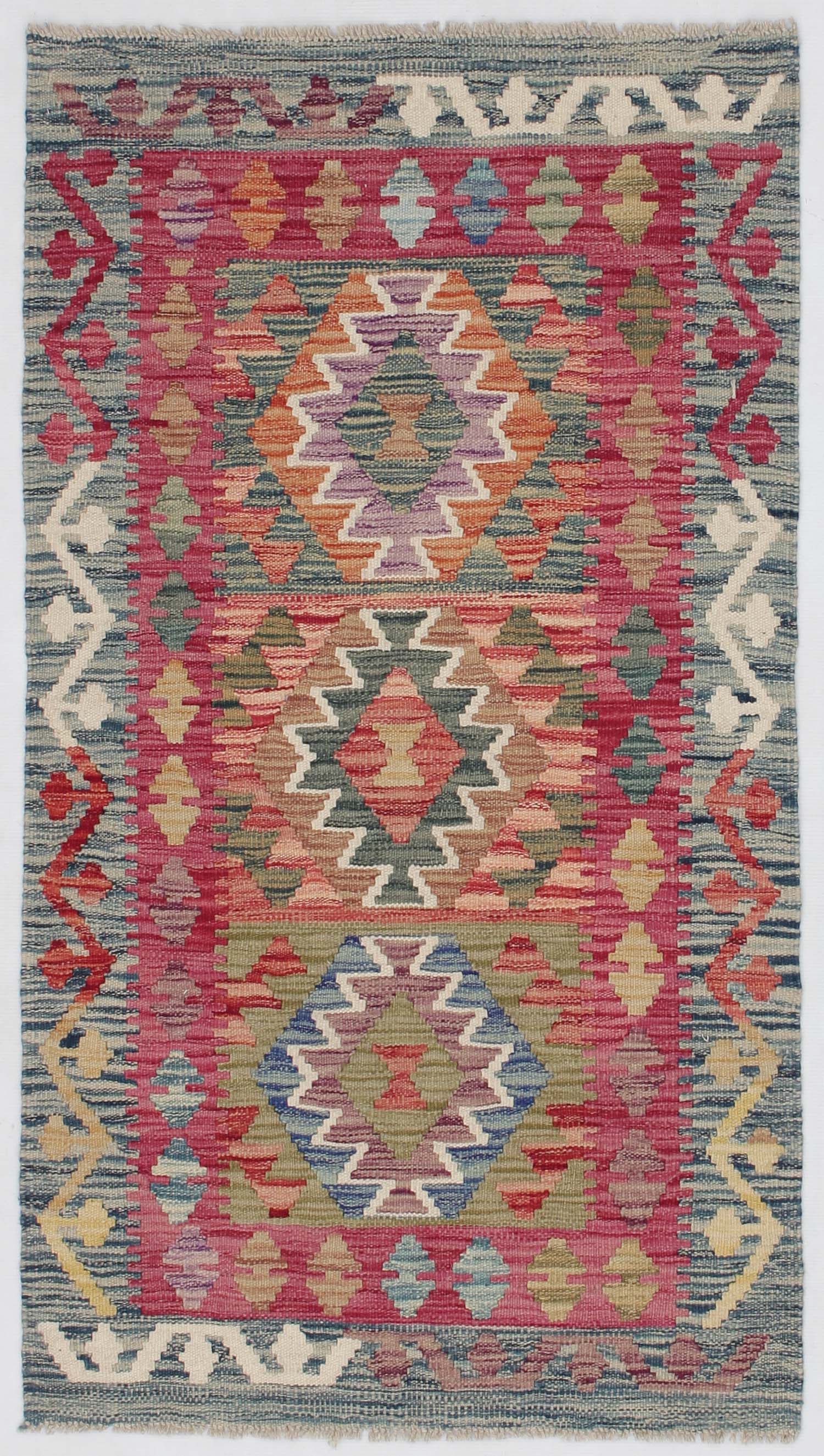 2' 6" x 4' Multy Handmade Veggie Dye Kilim Rug Rectangular