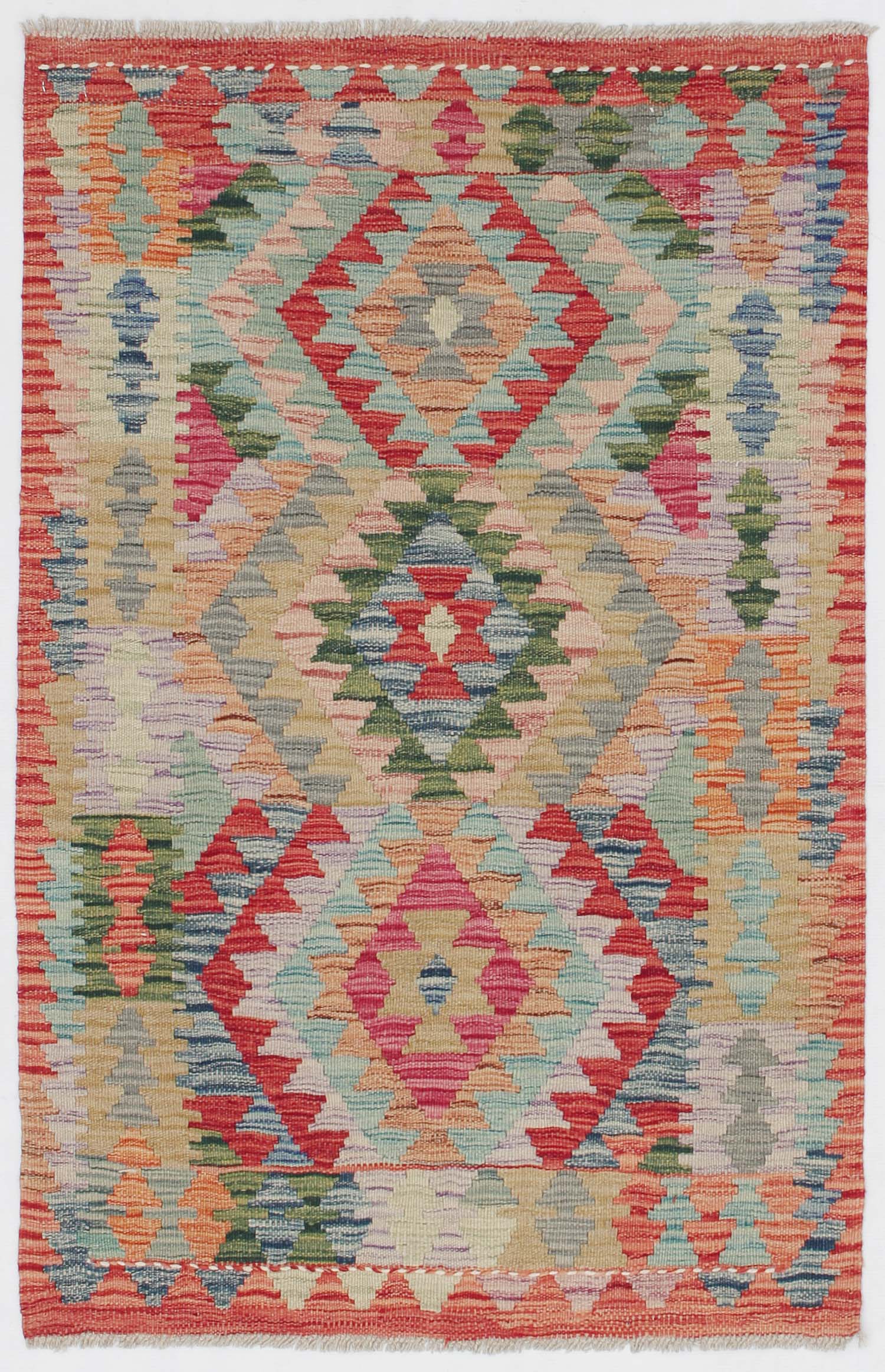 3' X 4' Multy Handmade Veggie Dye Kilim Rug Rectangular