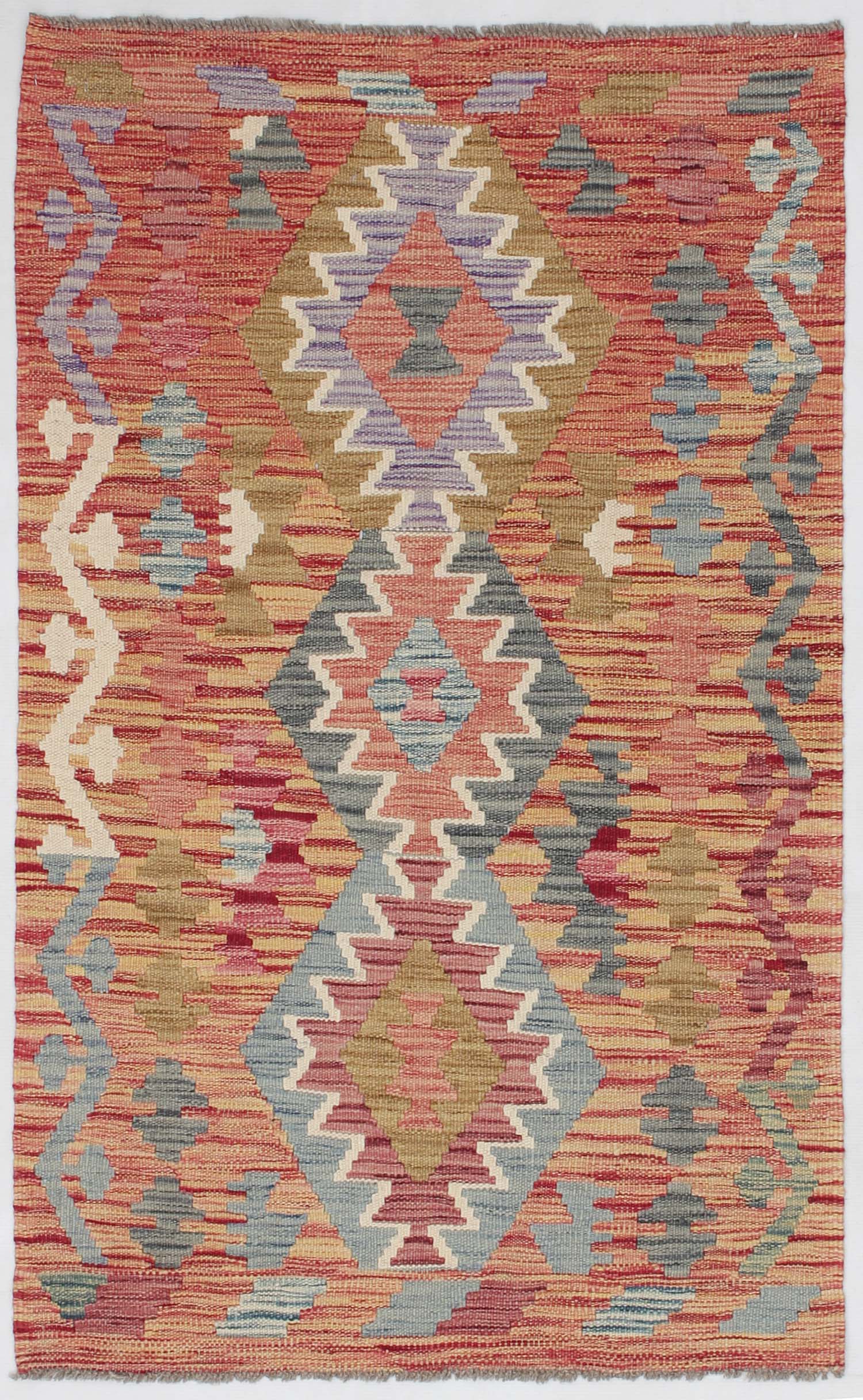 2' 6" x 4' Multy Handmade Veggie Dye Kilim Rug Rectangular