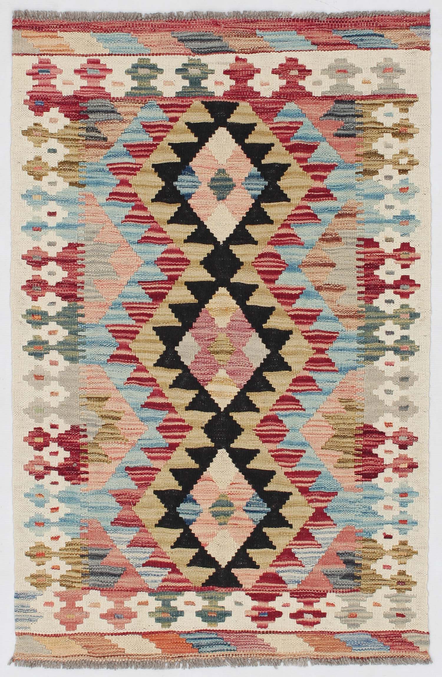 2' 6" x 4' Multy Handmade Veggie Dye Kilim Rug Rectangular