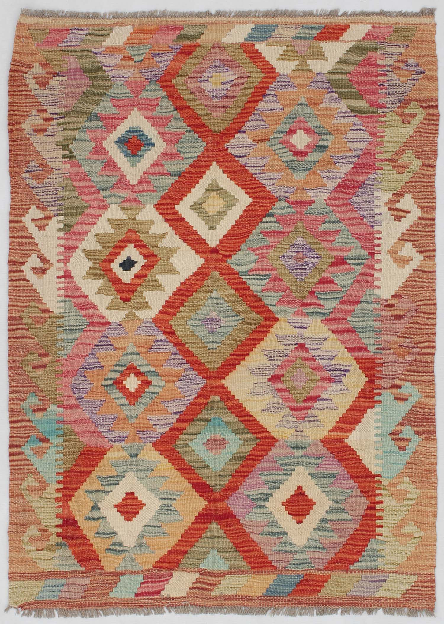 3' X 4' Multy Handmade Veggie Dye Kilim Rug Rectangular