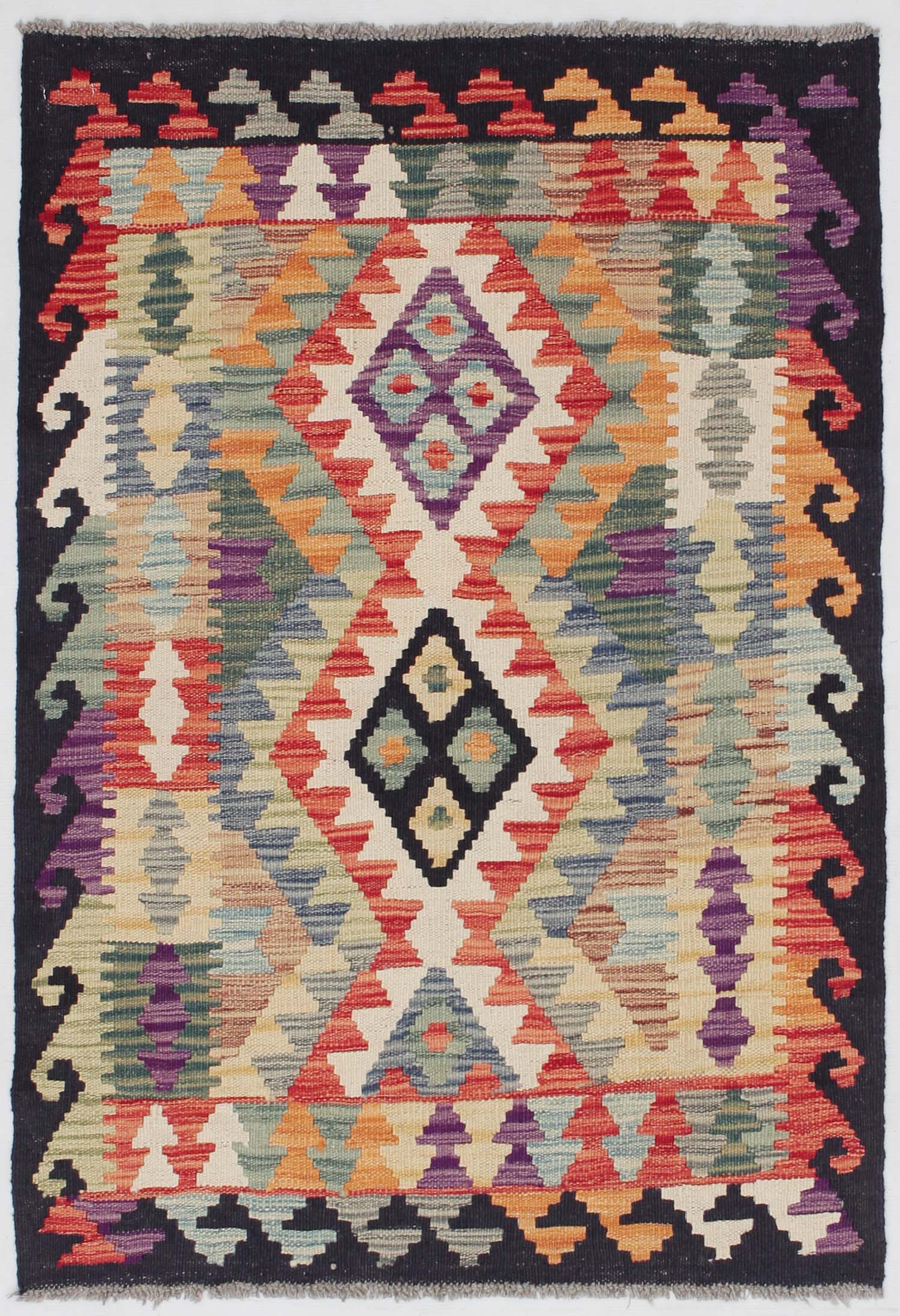 3' X 4' Multy Handmade Veggie Dye Kilim Rug Rectangular