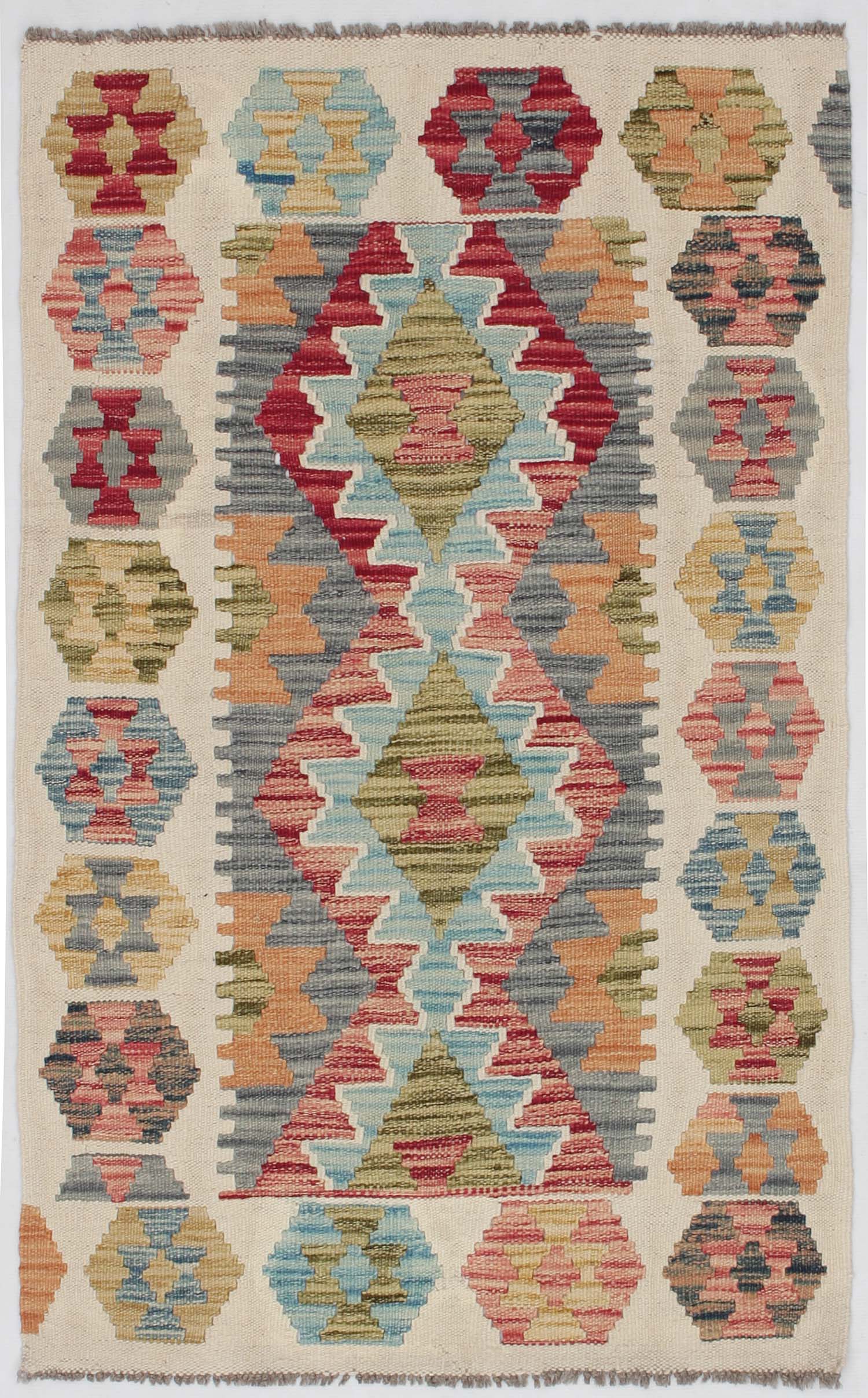 3' X 4' Multy Handmade Veggie Dye Kilim Rug Rectangular
