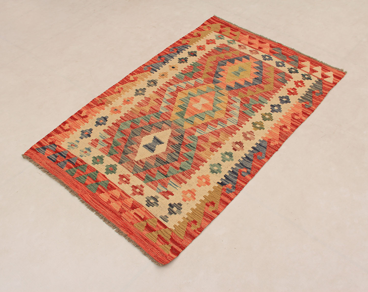 3' X 4' Multy Handmade Veggie Dye Kilim Rug Rectangular