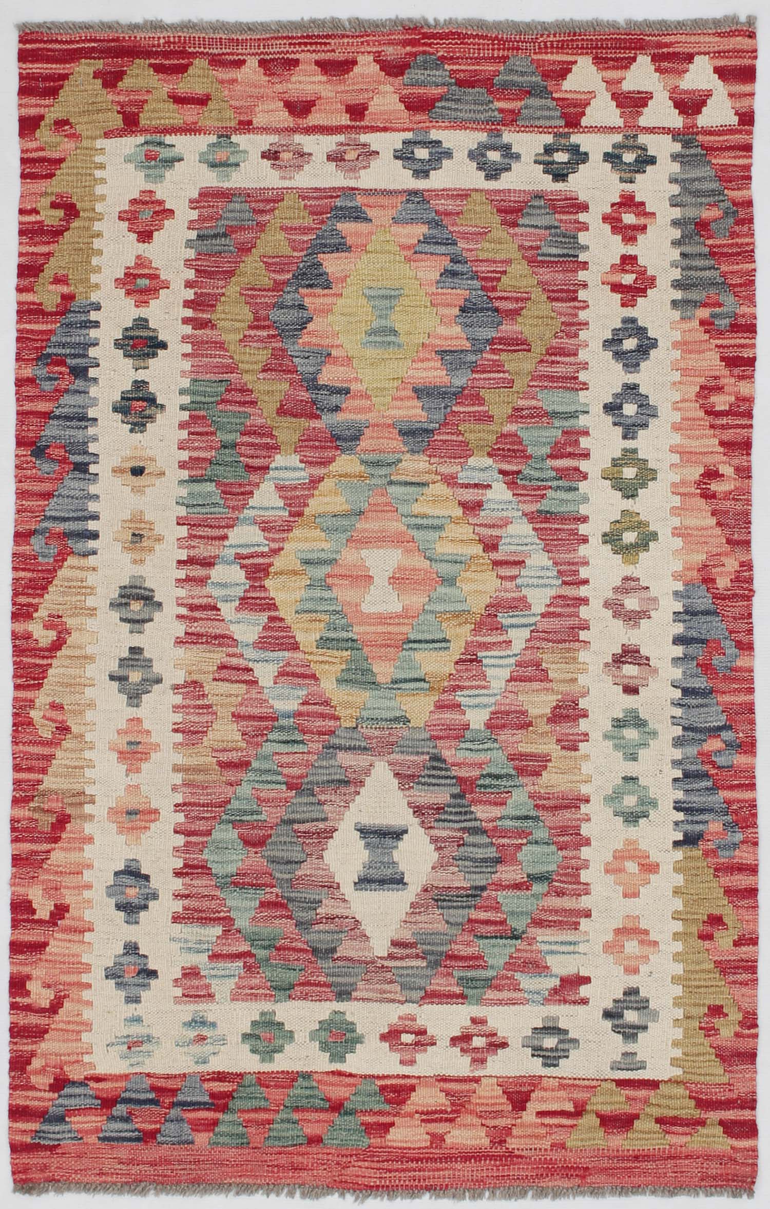 3' X 4' Multy Handmade Veggie Dye Kilim Rug Rectangular
