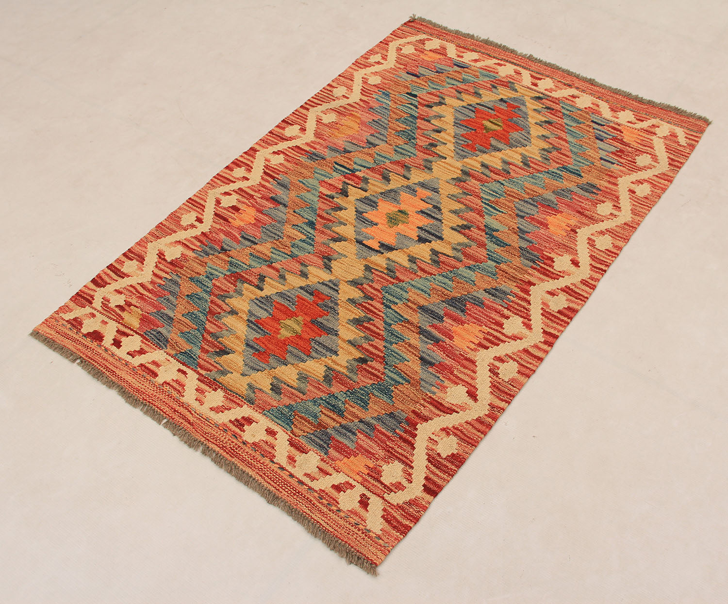 3' X 4' Multy Handmade Veggie Dye Kilim Rug Rectangular