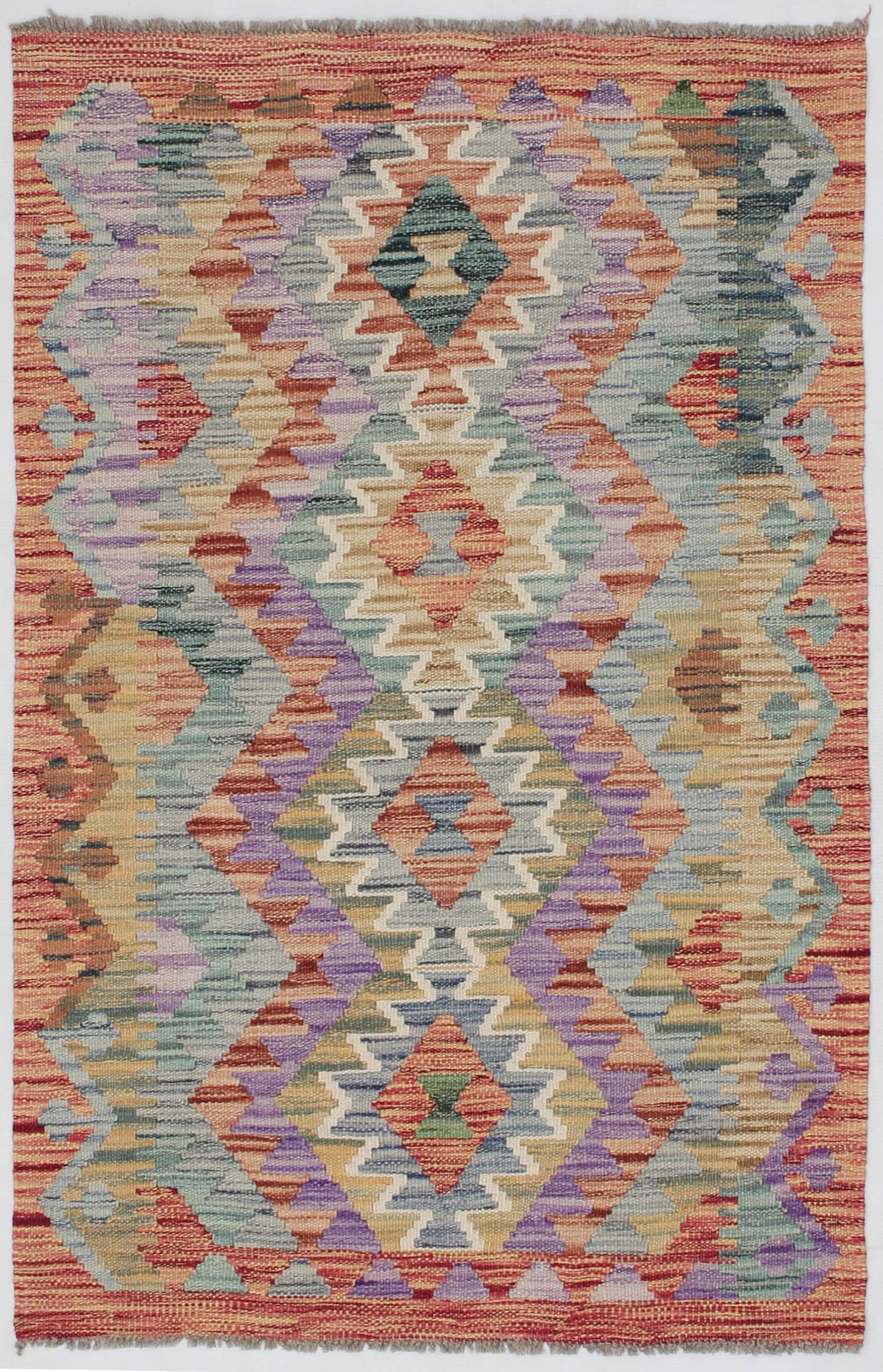 2' 6" x 4' Multy Handmade Veggie Dye Kilim Rug Rectangular
