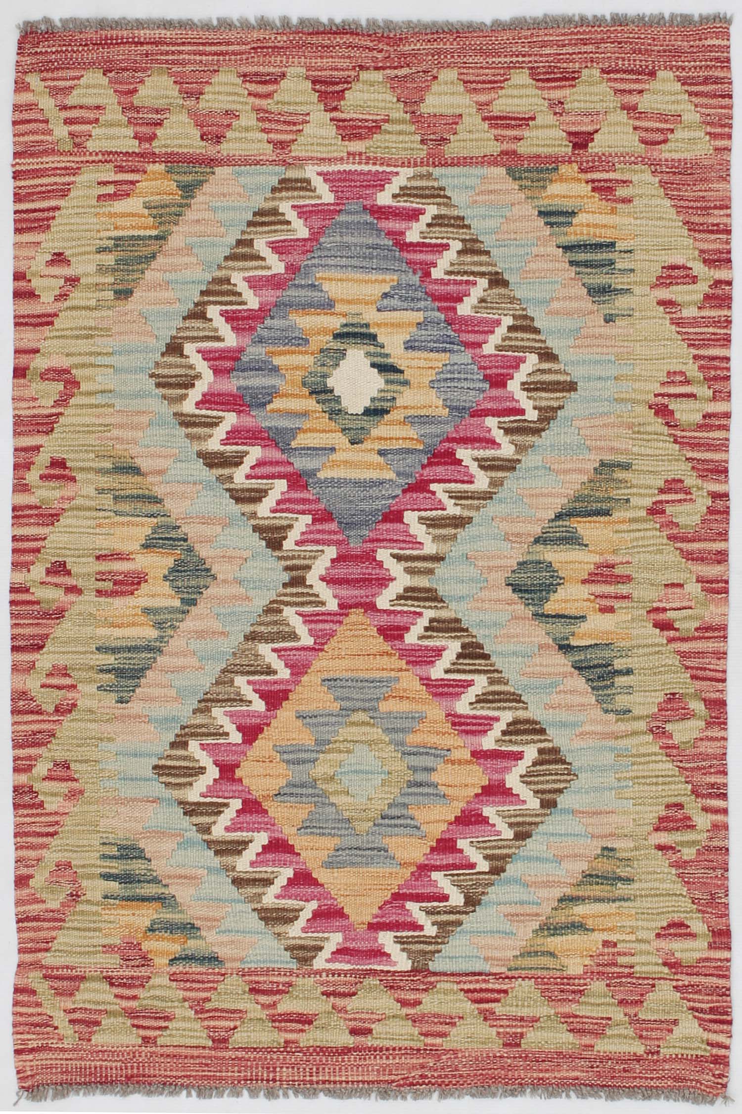 2' 6" x 4' Multy Handmade Veggie Dye Kilim Rug Rectangular