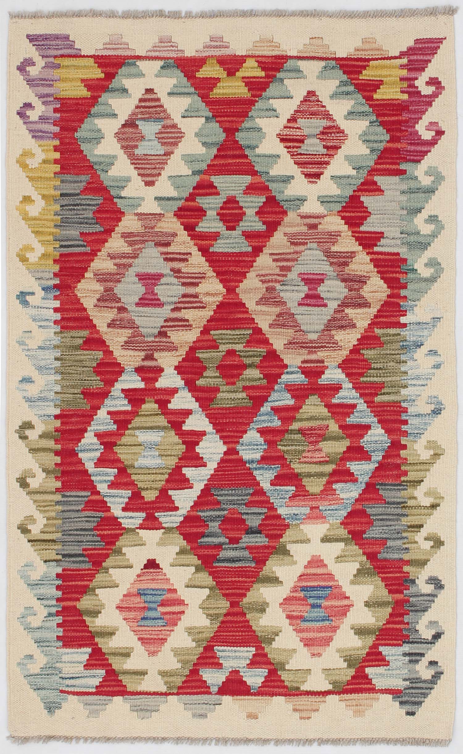 2' 6" x 4' Multy Handmade Veggie Dye Kilim Rug Rectangular